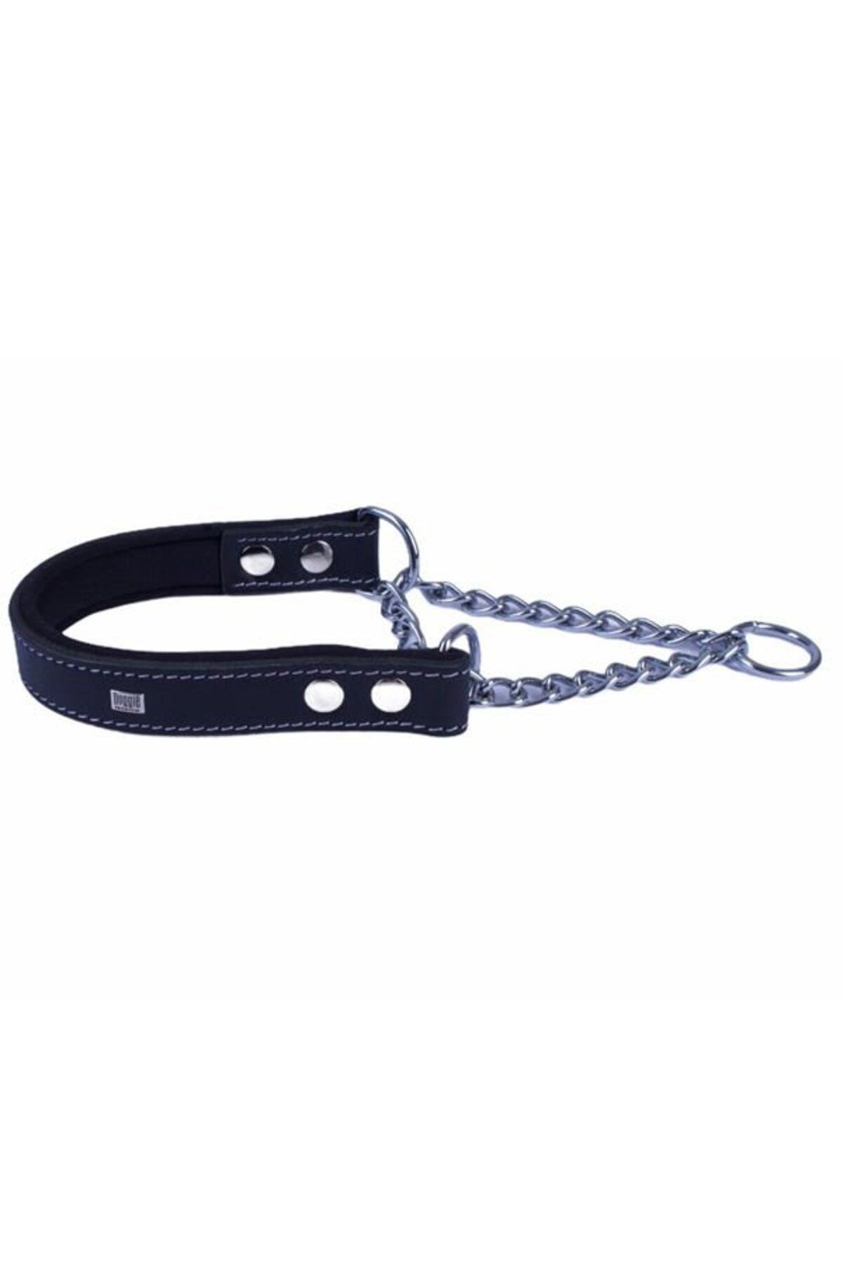 O Dog Doggie Konfor Deri Zincirli Köpek Boğma Tasma Medium Siyah 2.5x40-50 Cm - Petshopundan