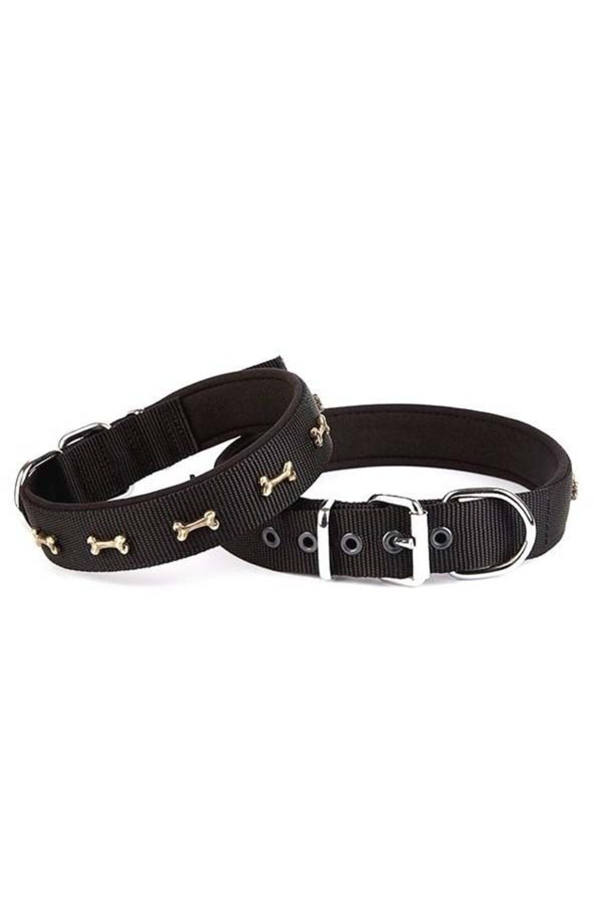 O Dog Doggie Comfort Dokuma Kemikli Köpek Boyun Tasması Medium Siyah 2.5x37-45 Cm - Petshopundan