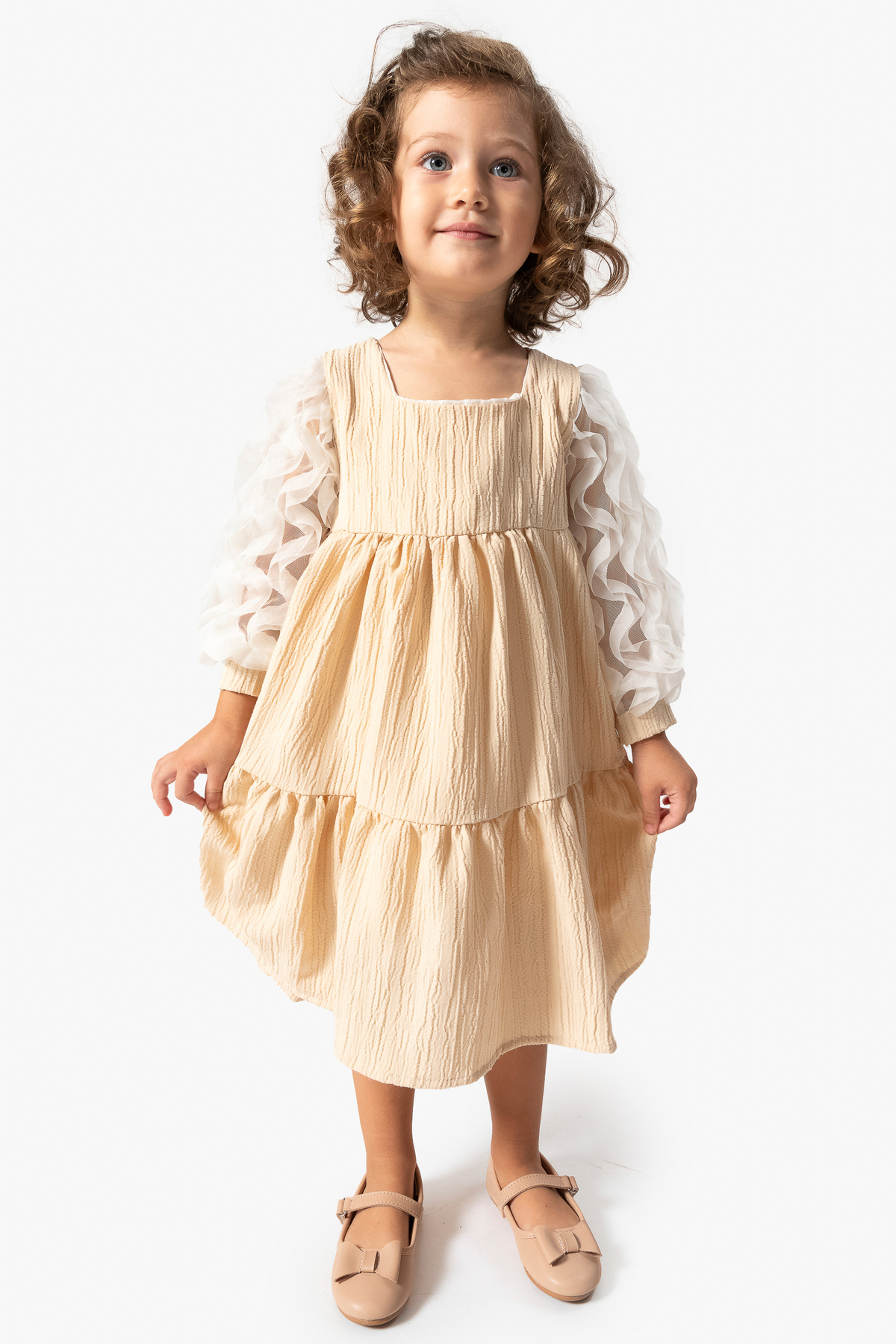 Baby Animals Kız Bebek Elbise Kız Çocuk Elbise Doğum Günü Parti Düğün Tütü Tüllü Uzun Kollu Astarlı Elbise fotoğrafı 4 (önizleme)