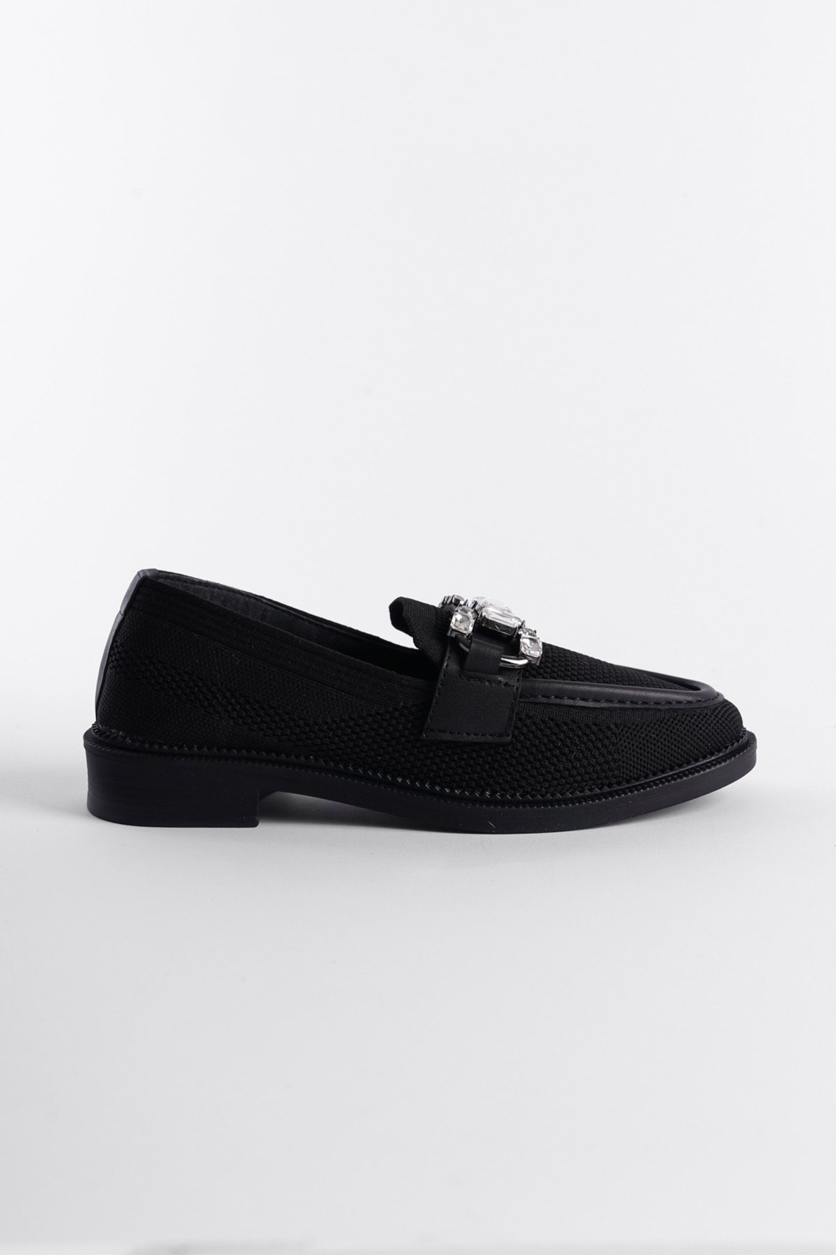 لوفر مشکی زنانه کفش های سنگی بافتنی اورجینال Capone Outfitters