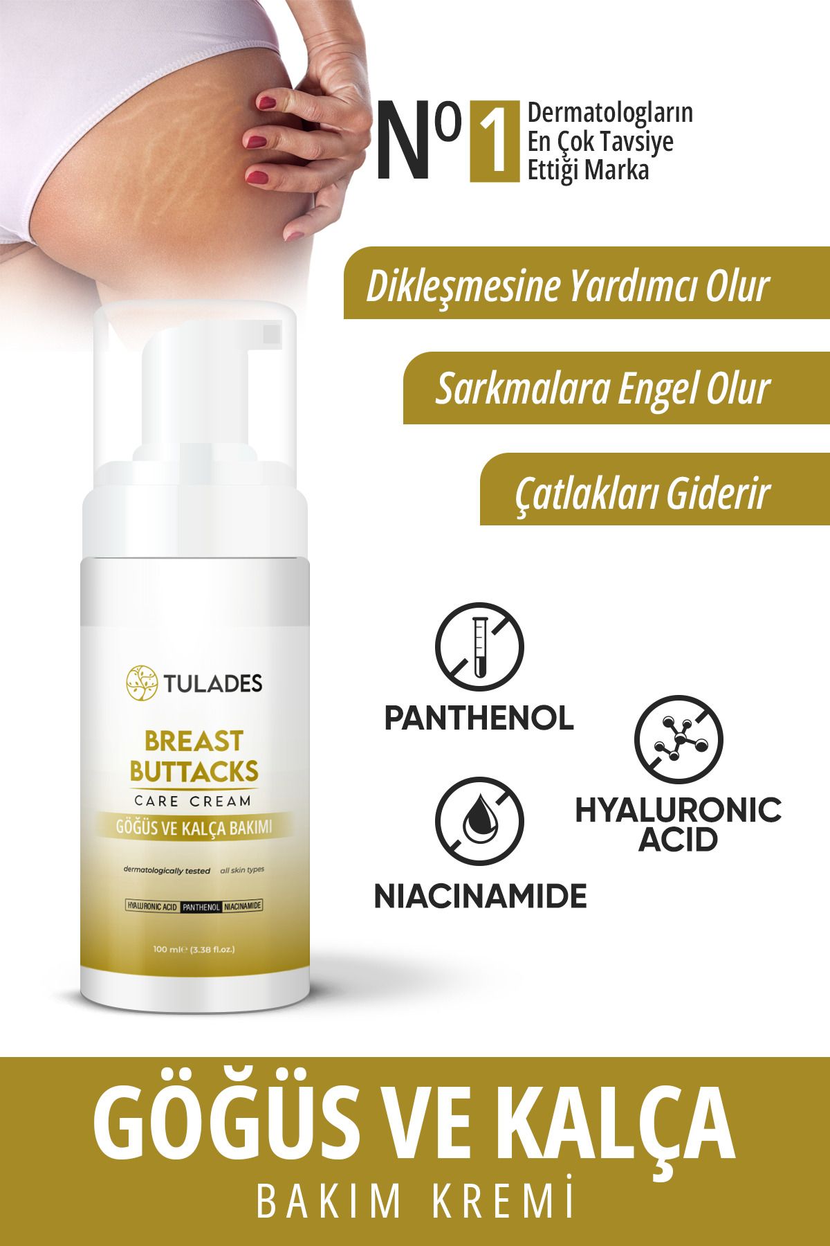 TULADES Göğüs Ve Kalça Dikleştirici & Dolgunlaştırıcı Sıkılaştırıcı Bakım Kremi 100 ml