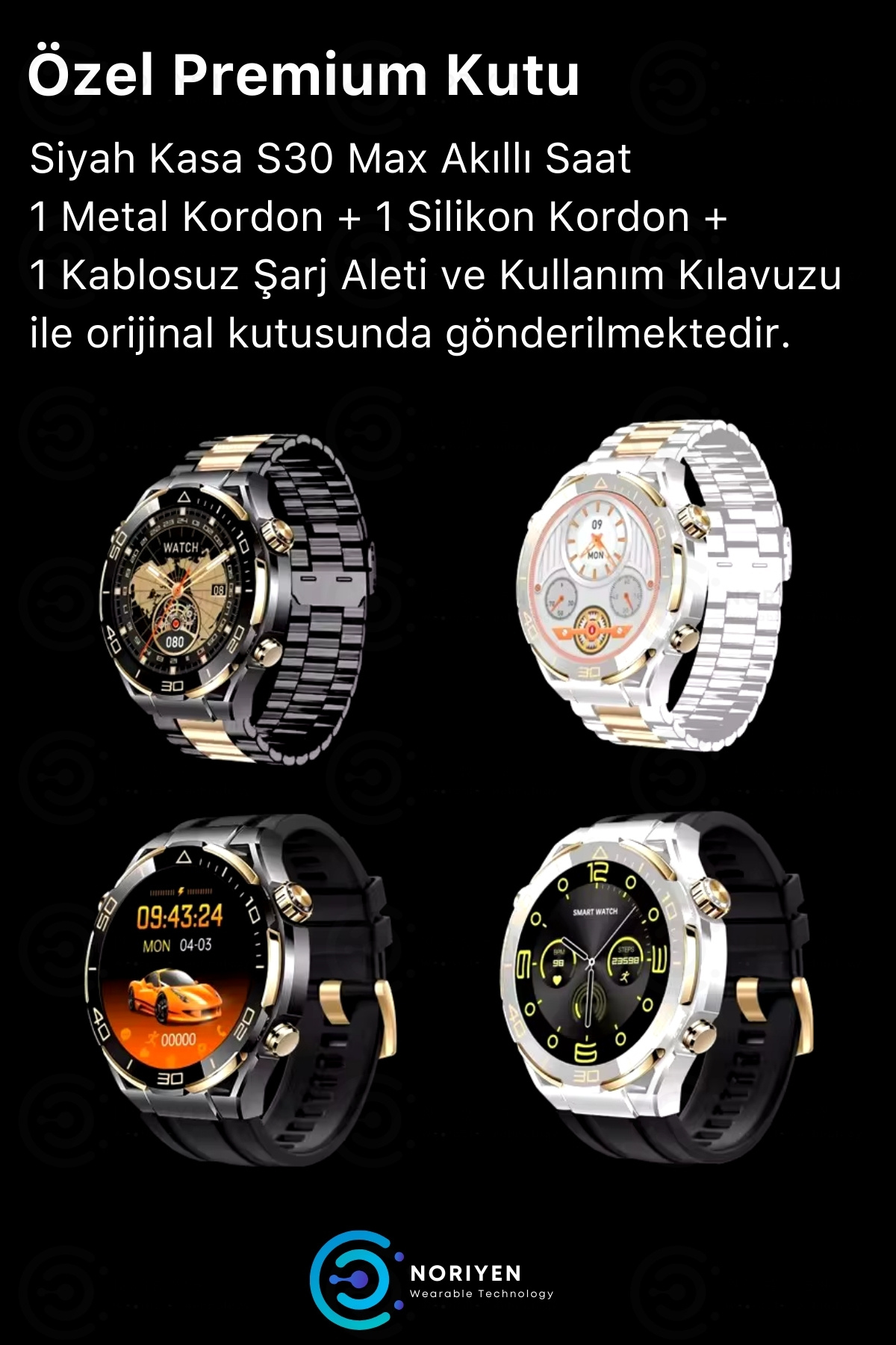 Premium Serisi 1.62 İnç Büyük HD Ekran Spor Sağlık Sensörlü iOS Android Uyumlu S30 Max Akıllı Saat