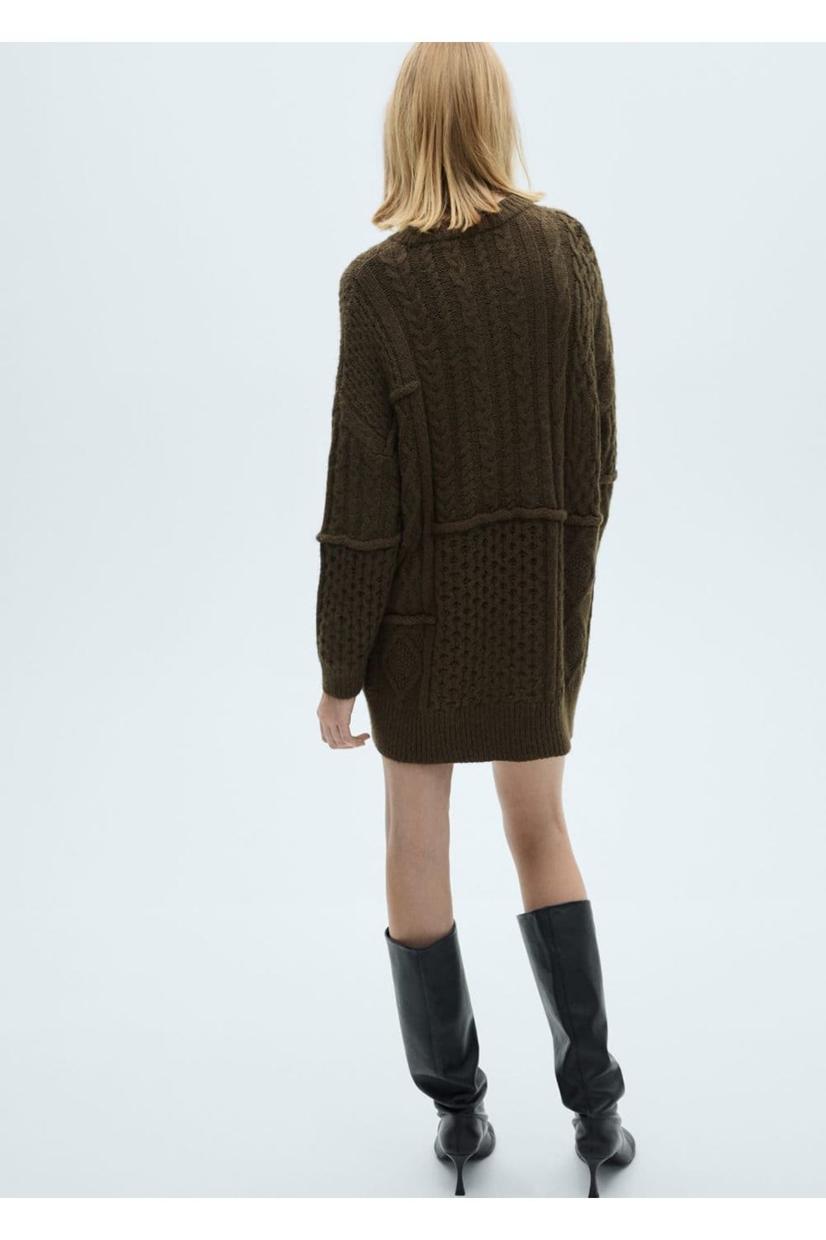 MANGO Woman-Knitted Patterned Dress 4