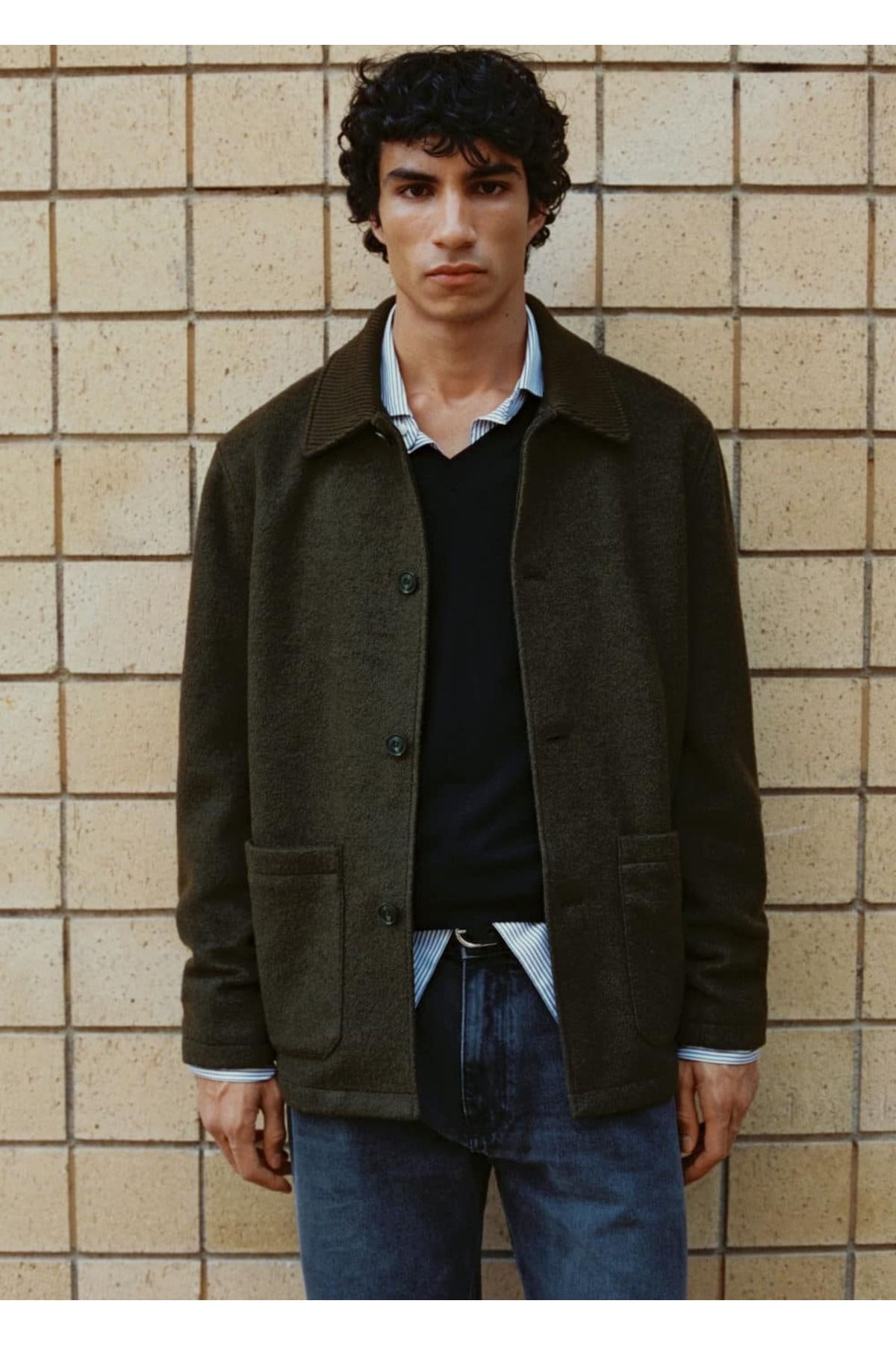 MANGO Man-Woolen Boucle Jacket with Pockets 7
