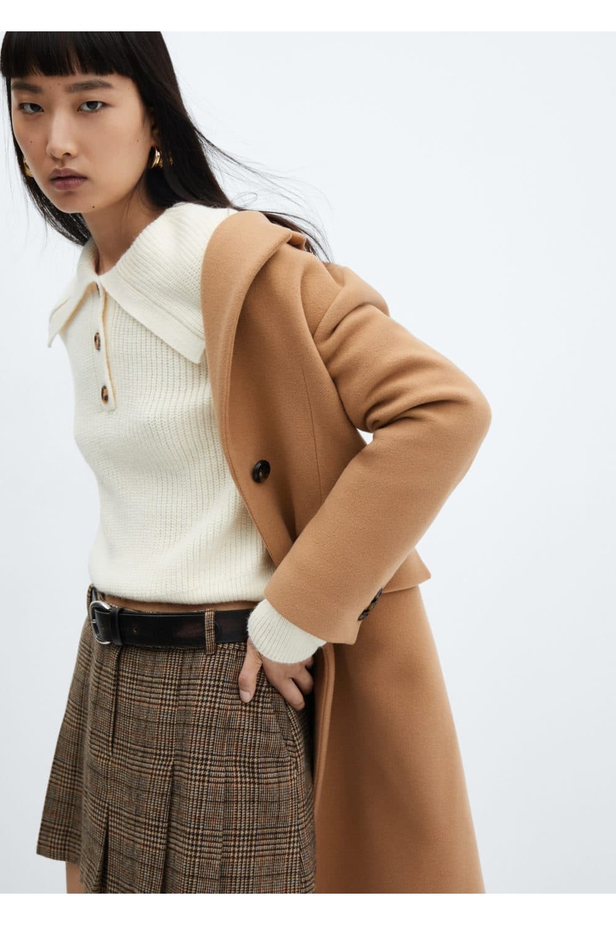 MANGO  Saf yün midi ceket - Görsel 8