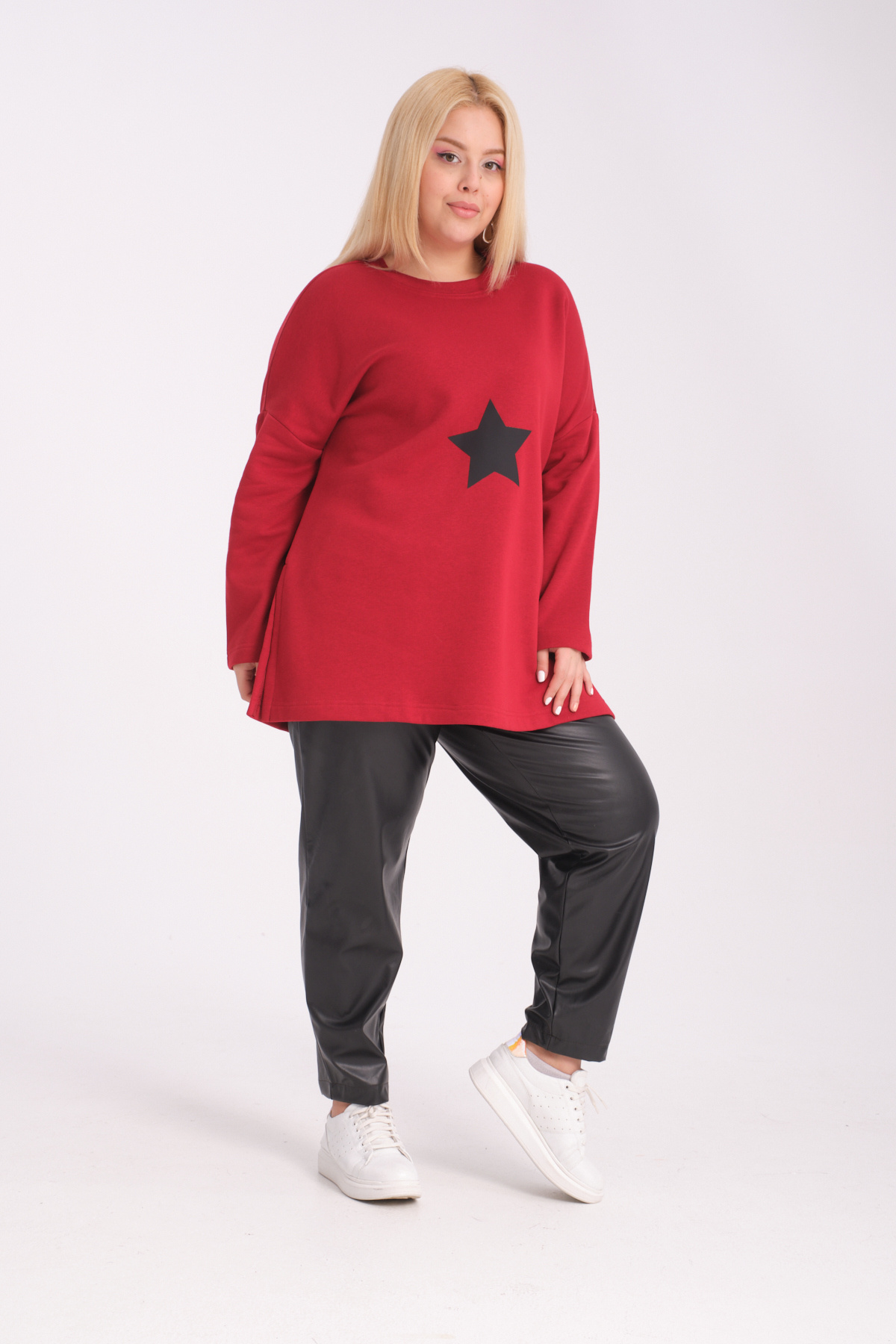 Dejabrew Jeans-سويت شيرت أحمر بطبعة نجوم 3 خيوط - A033-1 6