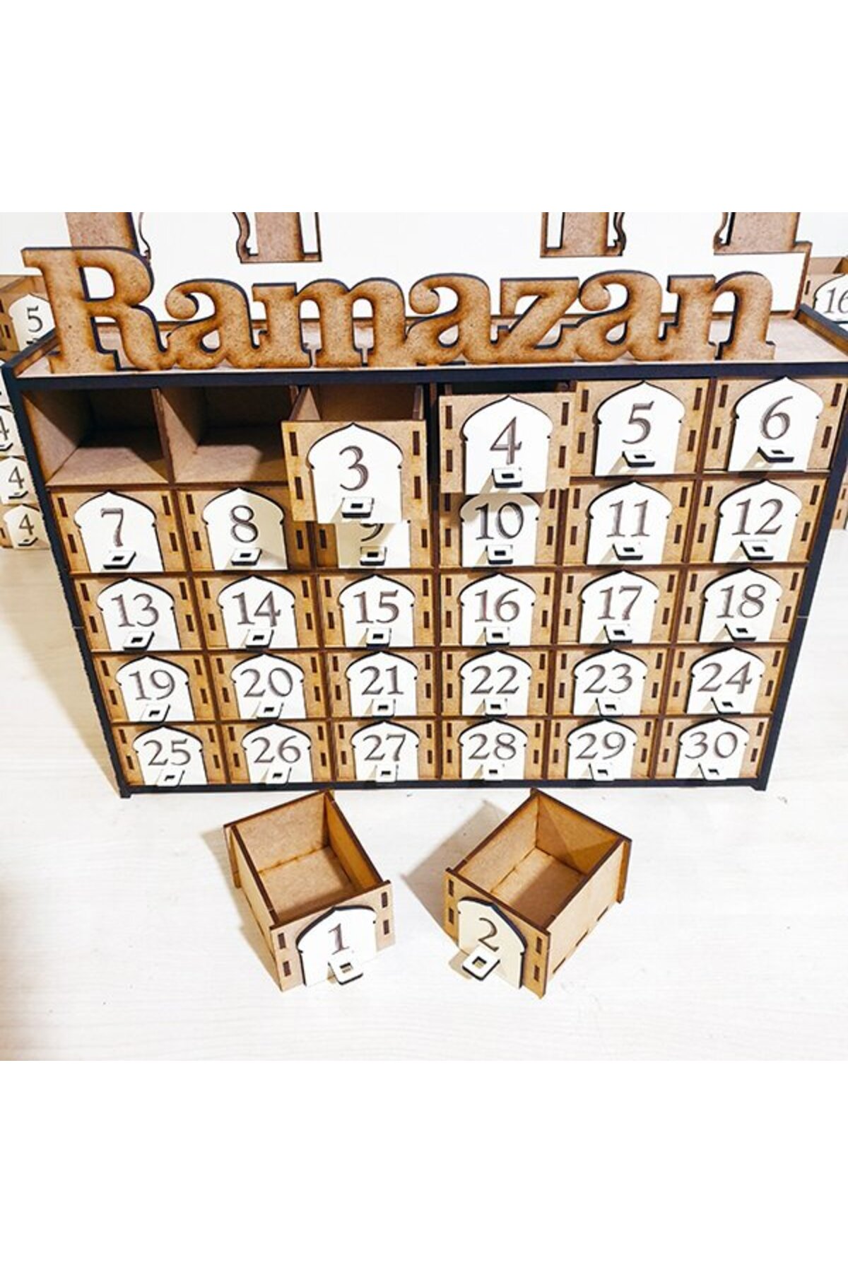 تقویم رمضان Rtm-01 | اسباببازی چوبی آموزشی - جعبههای هدیه ویژه رمضان با کشو