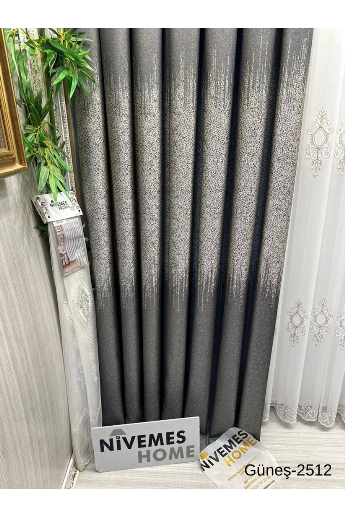 NİVEMESHOME-Nivemeshome Sun Ft632121 Anthracite V-2512 1/3 Frequent Pleated Background Curtain Apm 6