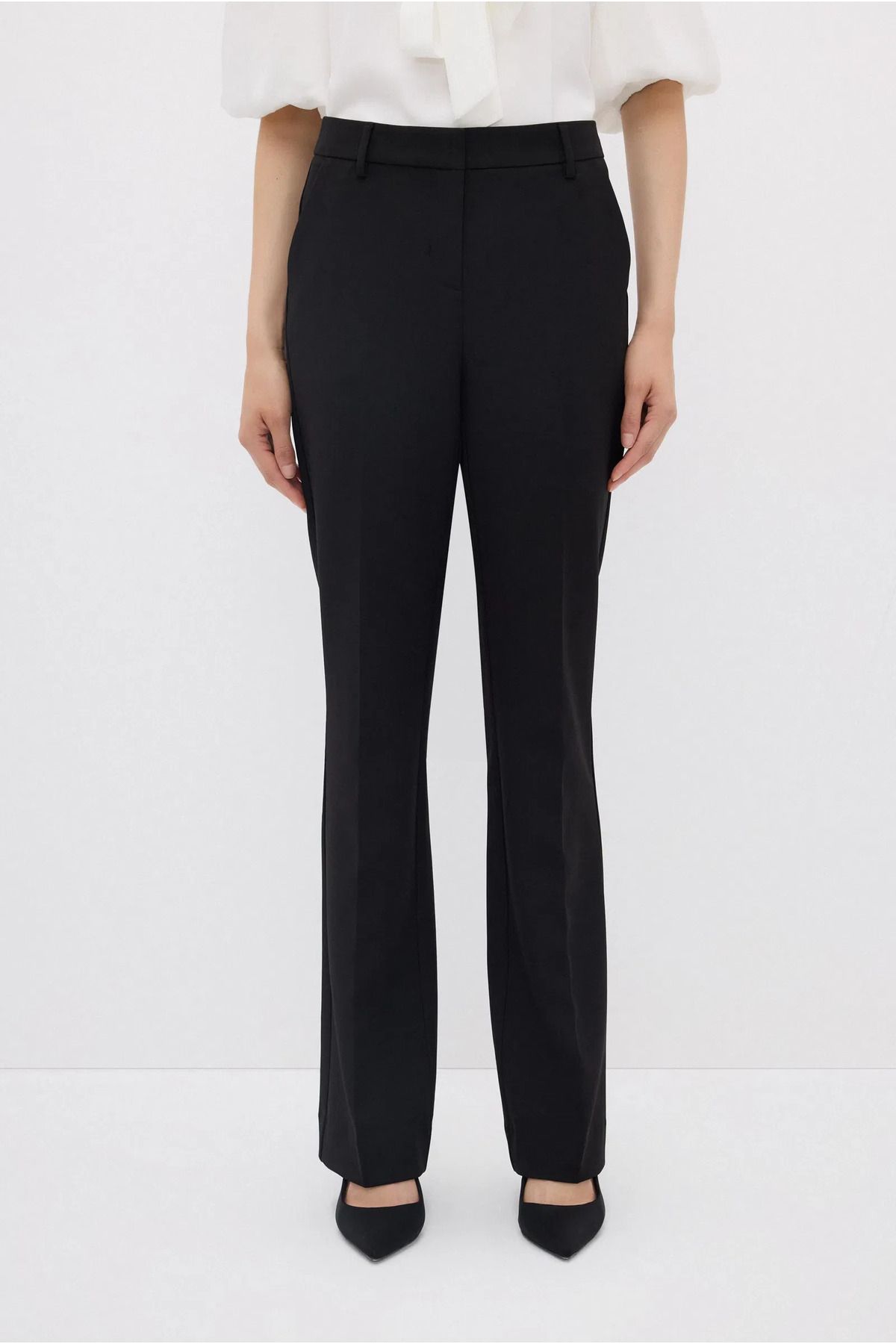 Fiore Viola-Women's Pant with Pocket Wide Leg Classic Belt Ful Flexible Gabardin Fabric 4
