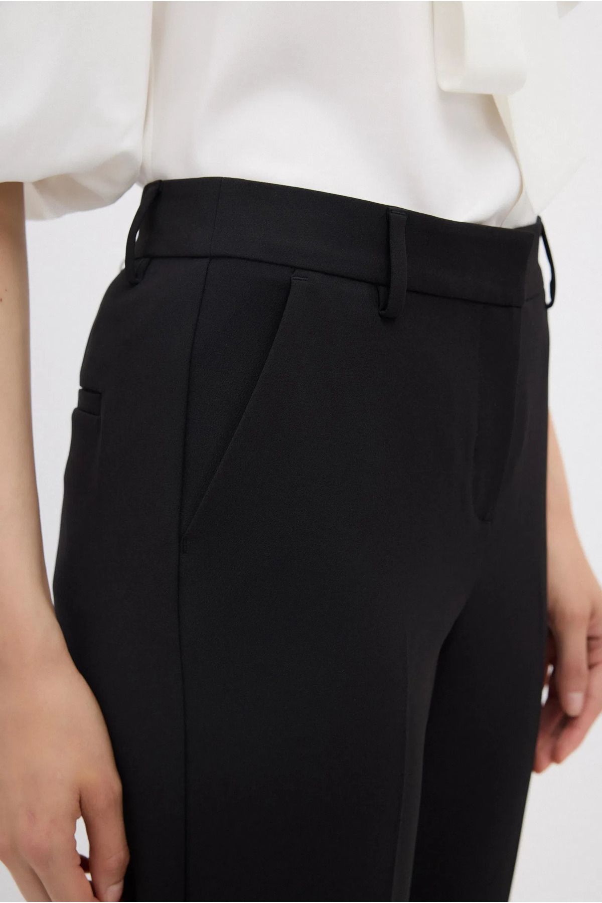 Fiore Viola-Women's Pant with Pocket Wide Leg Classic Belt Ful Flexible Gabardin Fabric 3