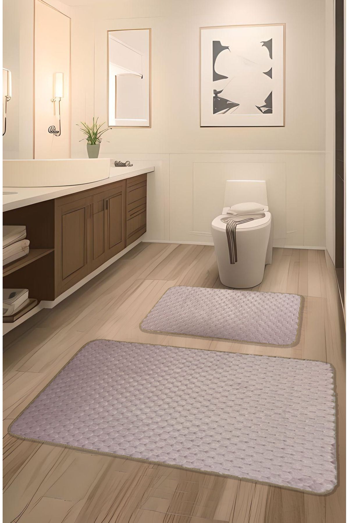 FeelHome Bază Anti-alunecare Din Salcie, Set De 2 Covorașe De Baie Super Absorbante - One Size