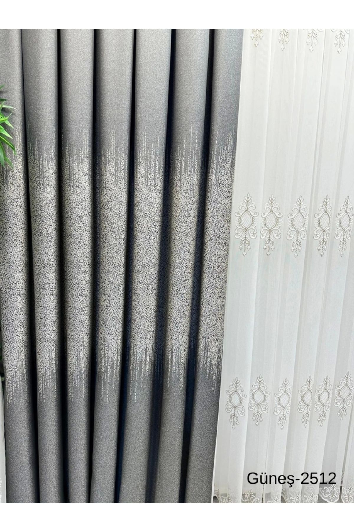 NİVEMESHOME-Nivemeshome Sun Ft632121 Anthracite V-2512 1/3 Frequent Pleated Background Curtain Apm 2