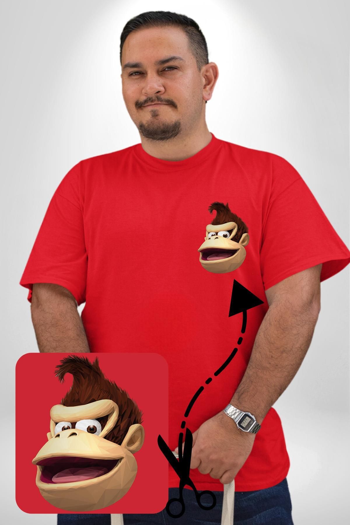 Angemiel-Red Monkey Kingdom Pattern - Large Size Basic T-Shirt 2