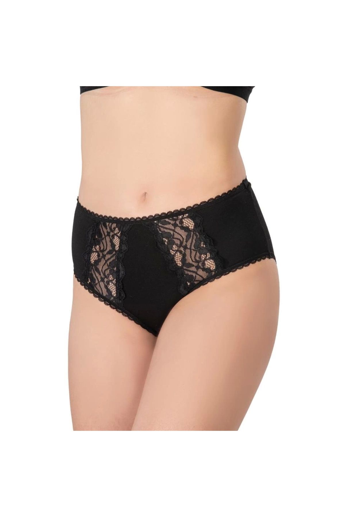 xpetrana-Winta- Black Emay 1445 Modal Cotton High Waist Lace Panties 1