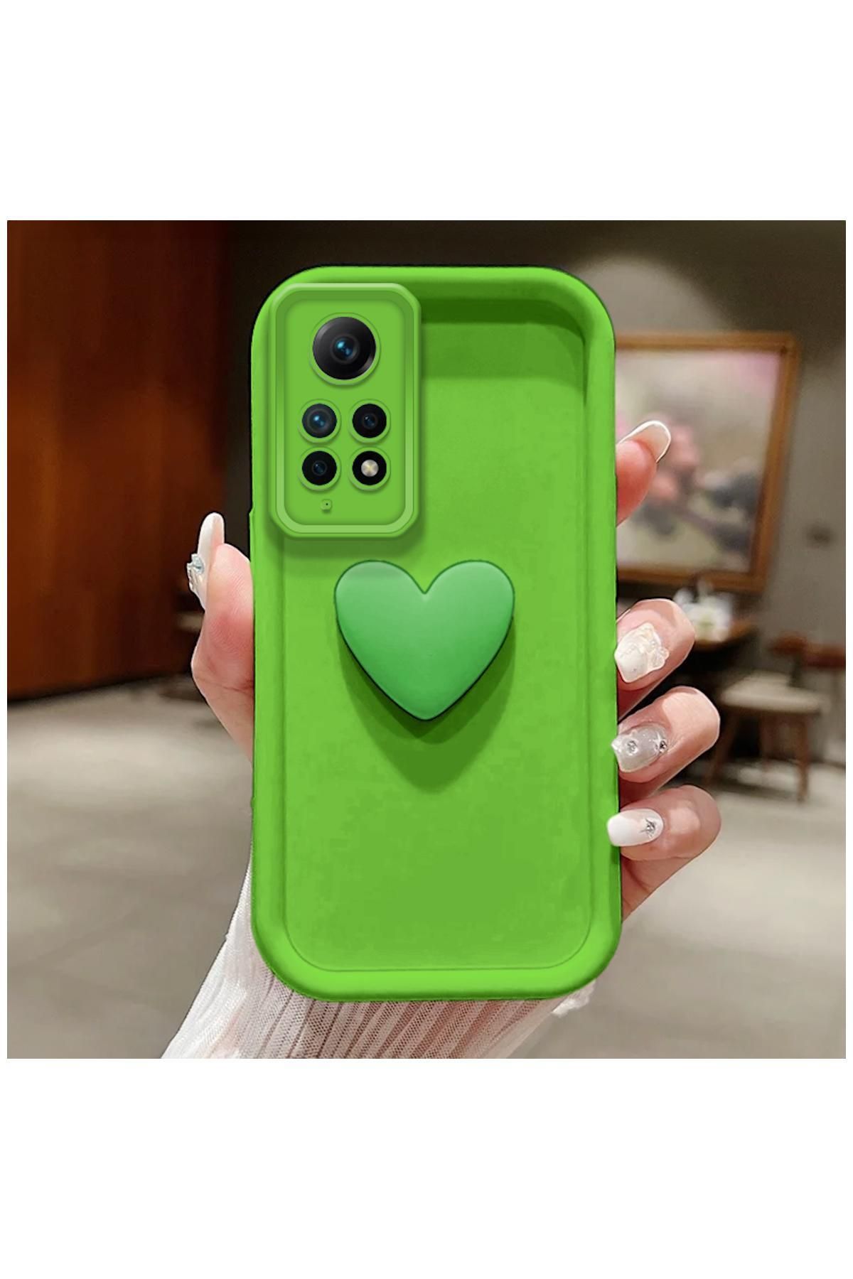Pro Aksesuar Xiaomi Redmi Note 12 Pro 4G Uyumlu Kılıf 3D Kalbim Silikon Kılıf Açık Yeşil