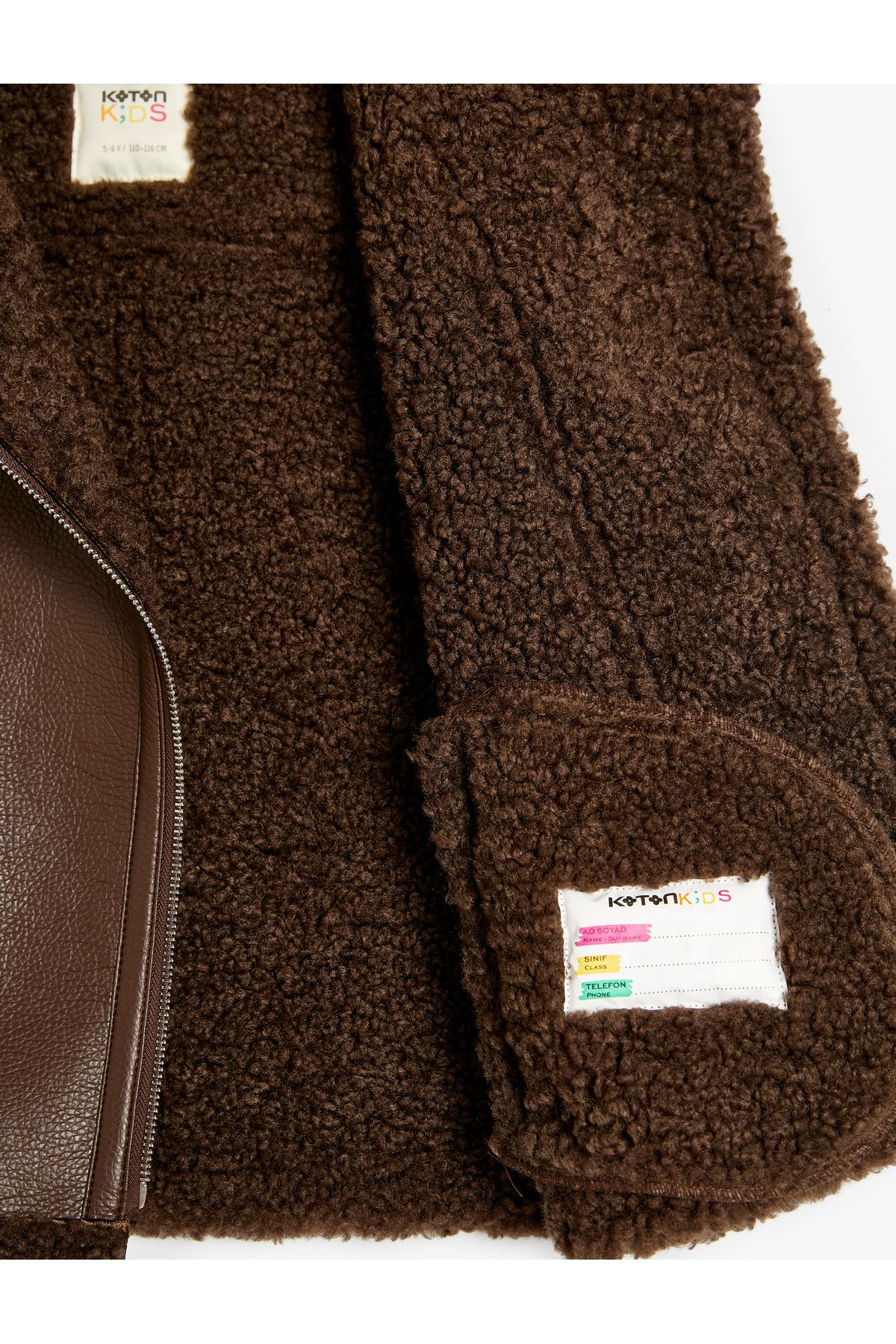 Koton-Plush Detailed Zippered Faux Leather Vest 6