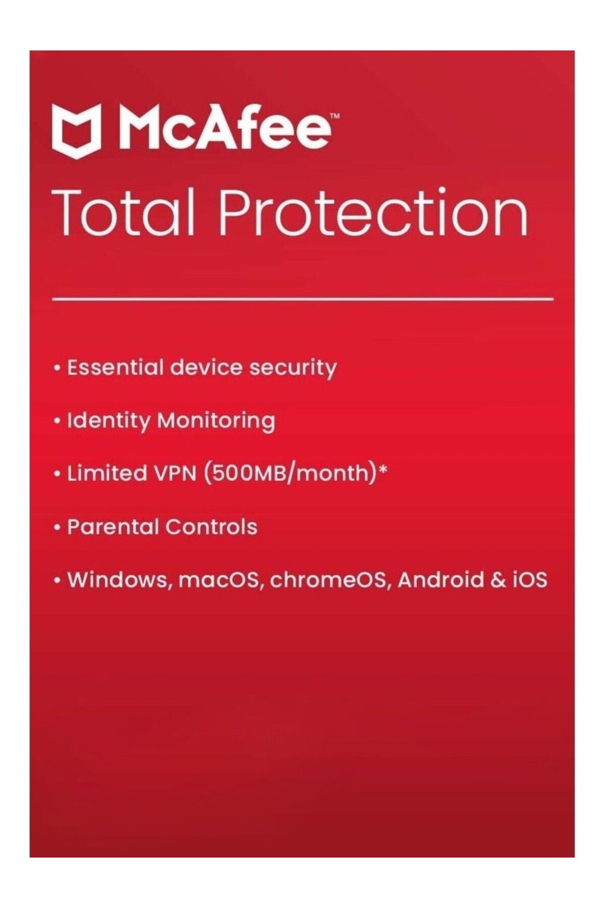 McAFEE Total Protection 2025 - 10 Cihaz 1 Yıl Abonelik Kodu (Windows/MAC/İOS/Android)