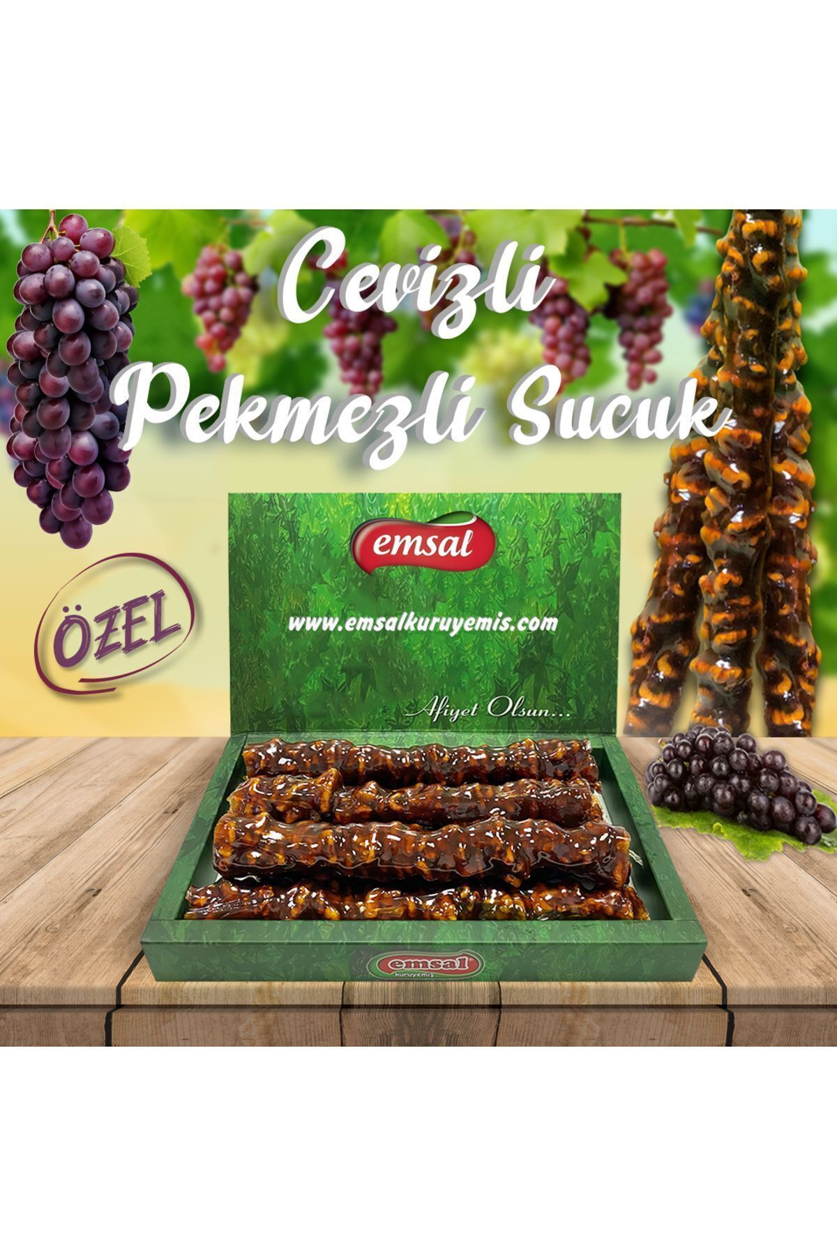 Emsal Cevizli Pekmezli Sucuk (ÖZEL) 500 G - Hediyelik Kutu