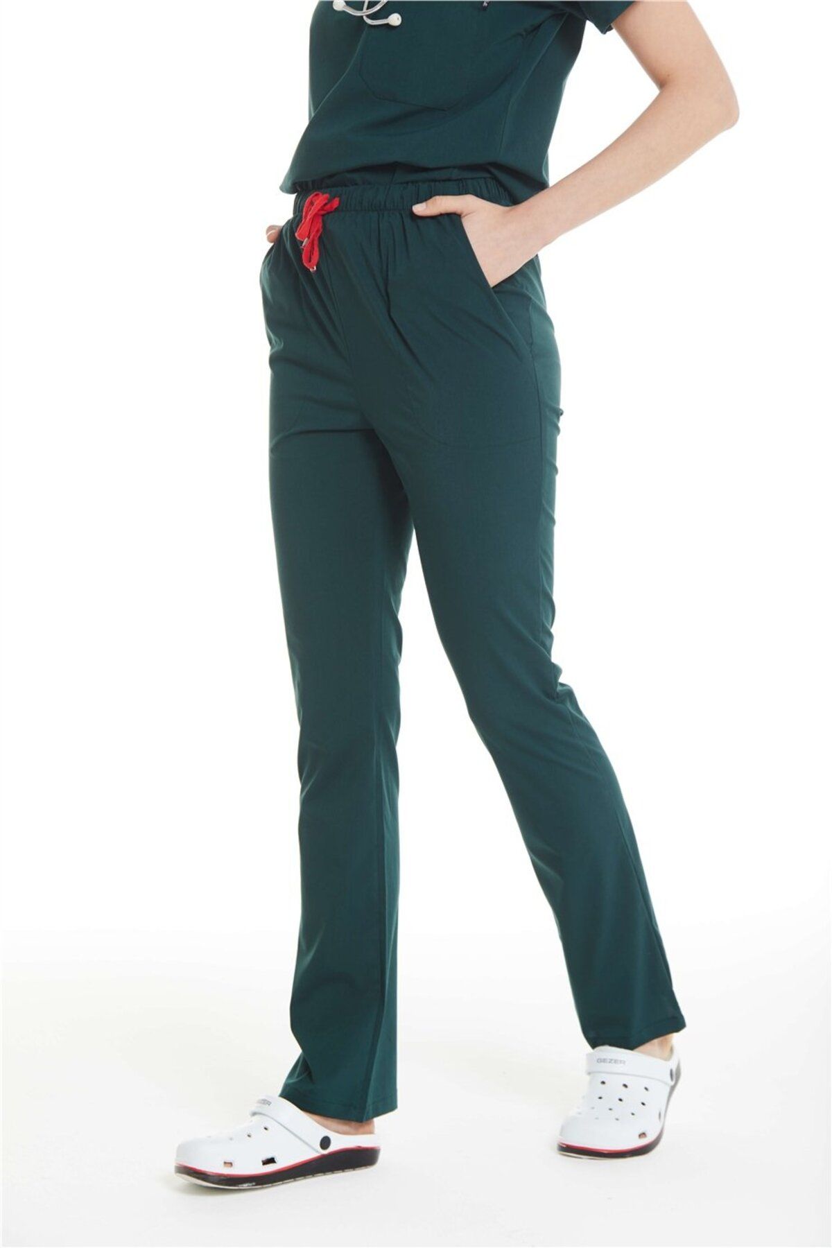 Çatı Medikal-Ultralycra Spaniard - Lycra Dark Green Doctor Nurse Scrubs Single Bottom Surgery Jersey (Women) 4