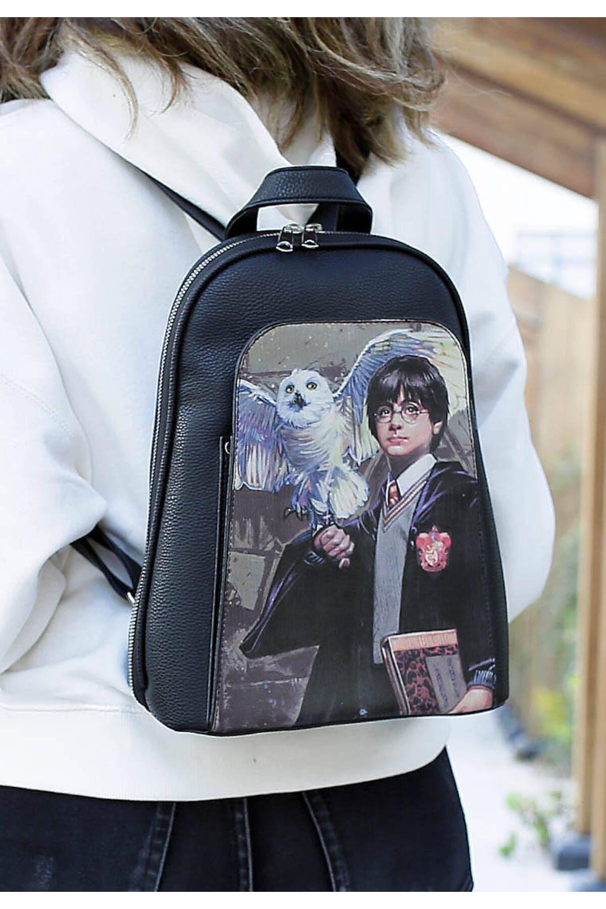 Dogo-Rucsac negru din piele vegană pentru femei - Warner Bros Harry And Hedwig Harry Potter Design 2