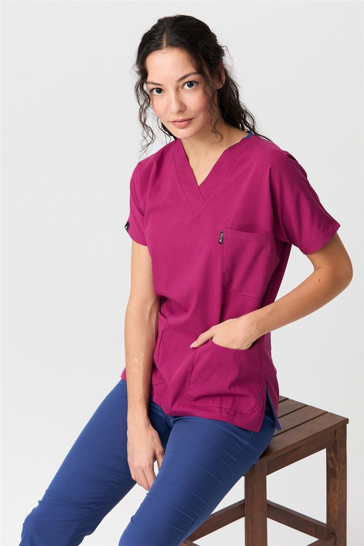 Çatı Medikal-Ultralycra Harmony - Lycra Women's Jersey Set (Cherry/Sturm Blue), Doctor Nurse 3