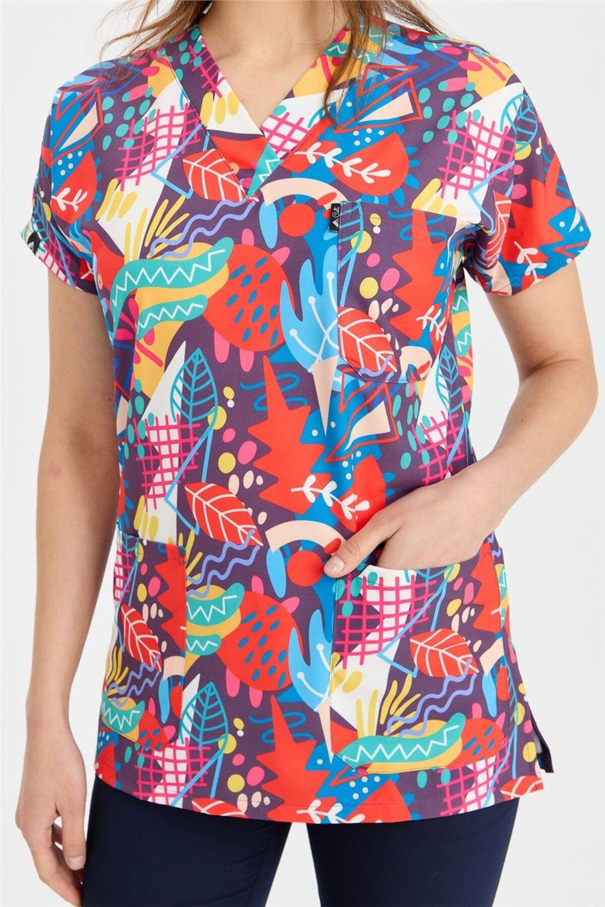 Çatı Medikal-Carnival Basic - Exotic Pattern Nurse and Doctor Veterinary Single Top Jersey (Unisex) 5