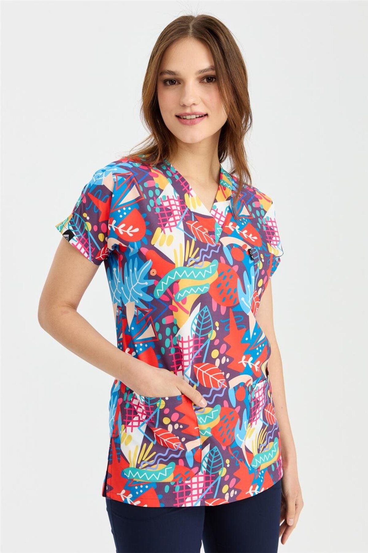 Çatı Medikal-Carnival Basic - Exotic Pattern Nurse and Doctor Veterinary Single Top Jersey (Unisex) 3