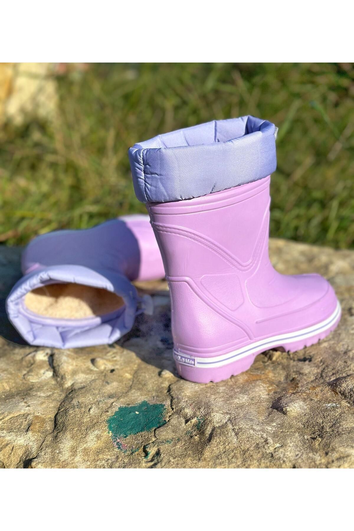 Surpie Shoes-Παιδικές μπότες βροχής, ελαστικές παιδικές μπότες βροχής με ελαφριά σόλα, γούνινες μπότες βροχής 2