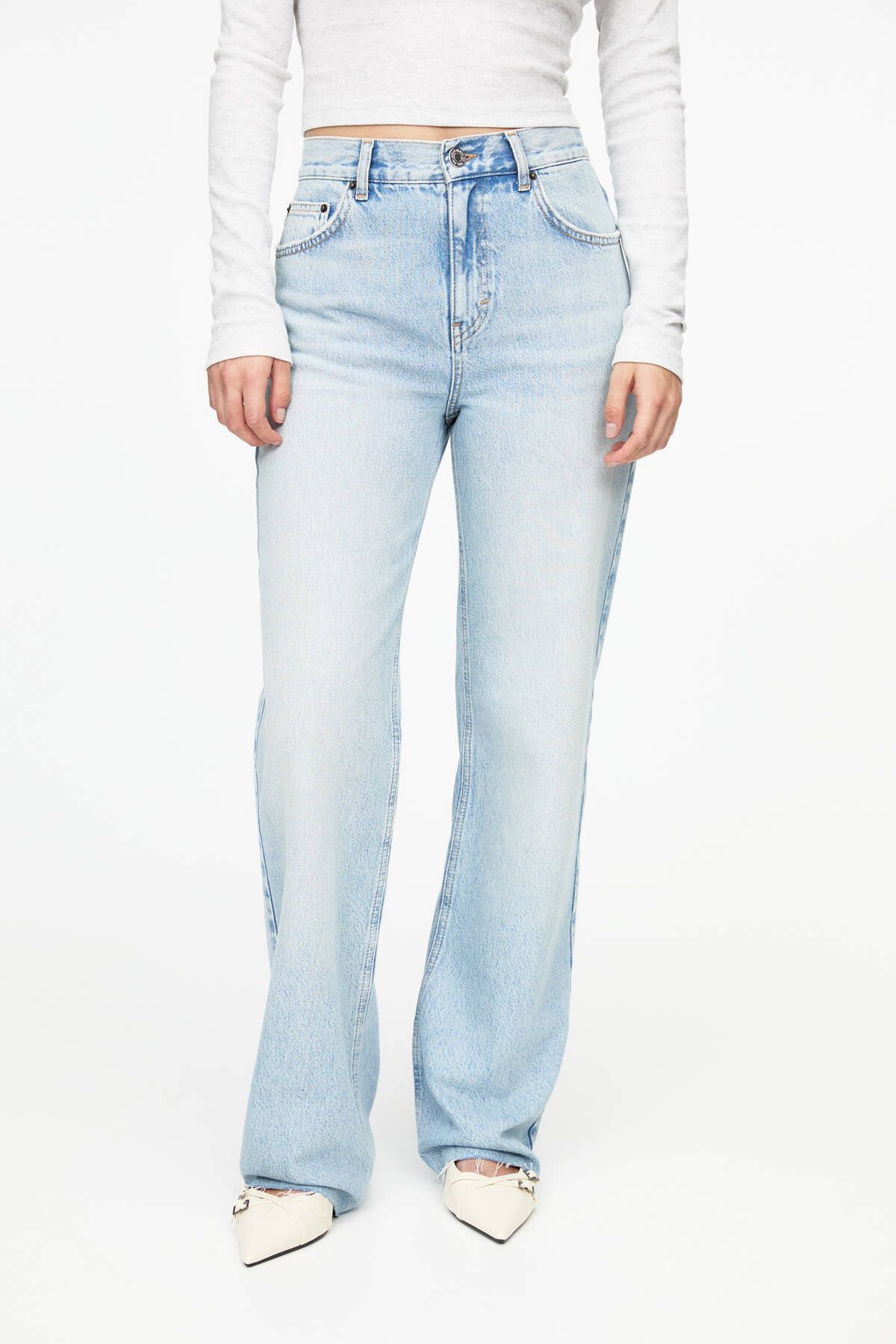 Pull & Bear-High Waist Straight Fit Jeans 4