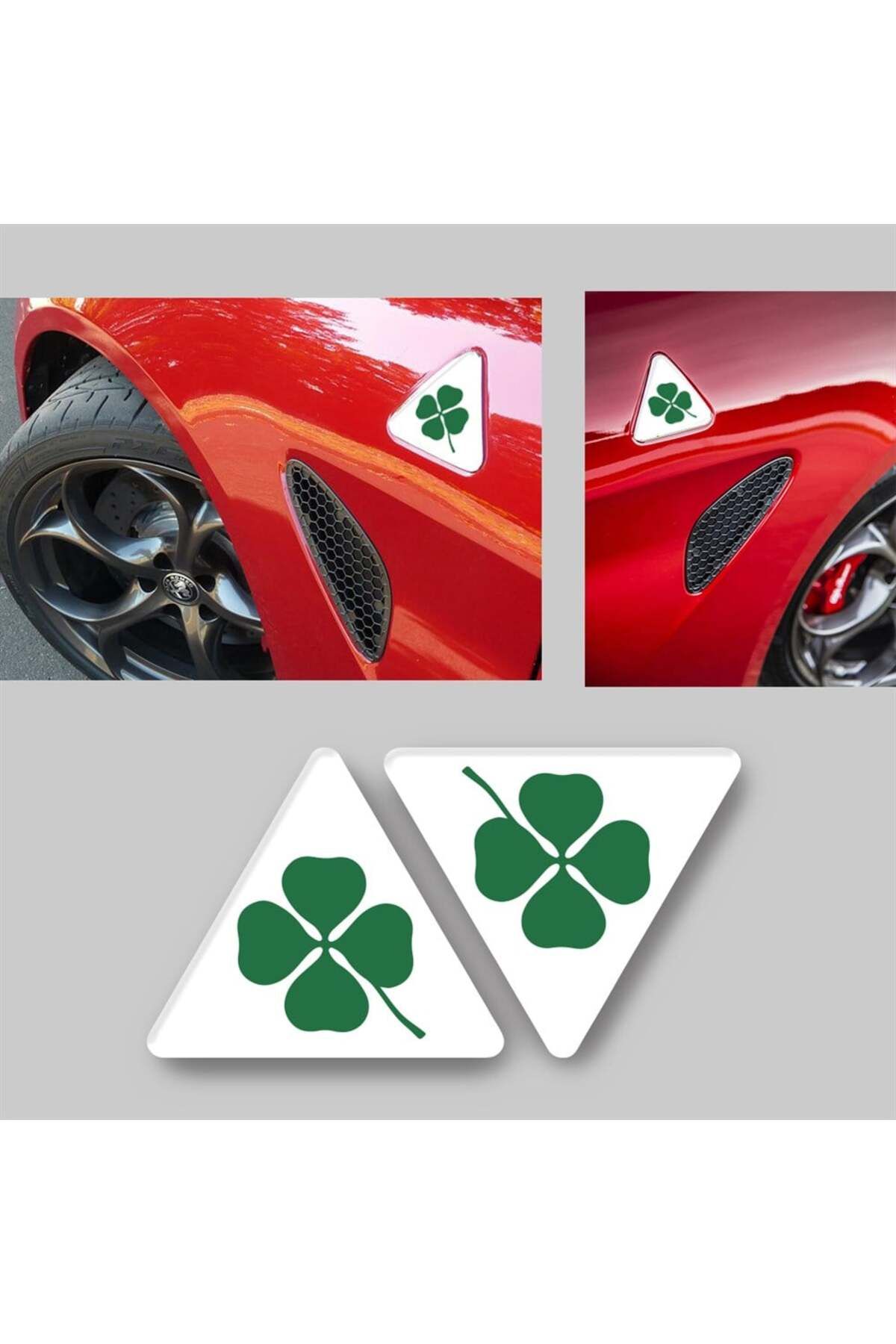 Redline Grafik Alfa Romeo Yonca Amblem Beyaz 3d Sticker 2 Adet