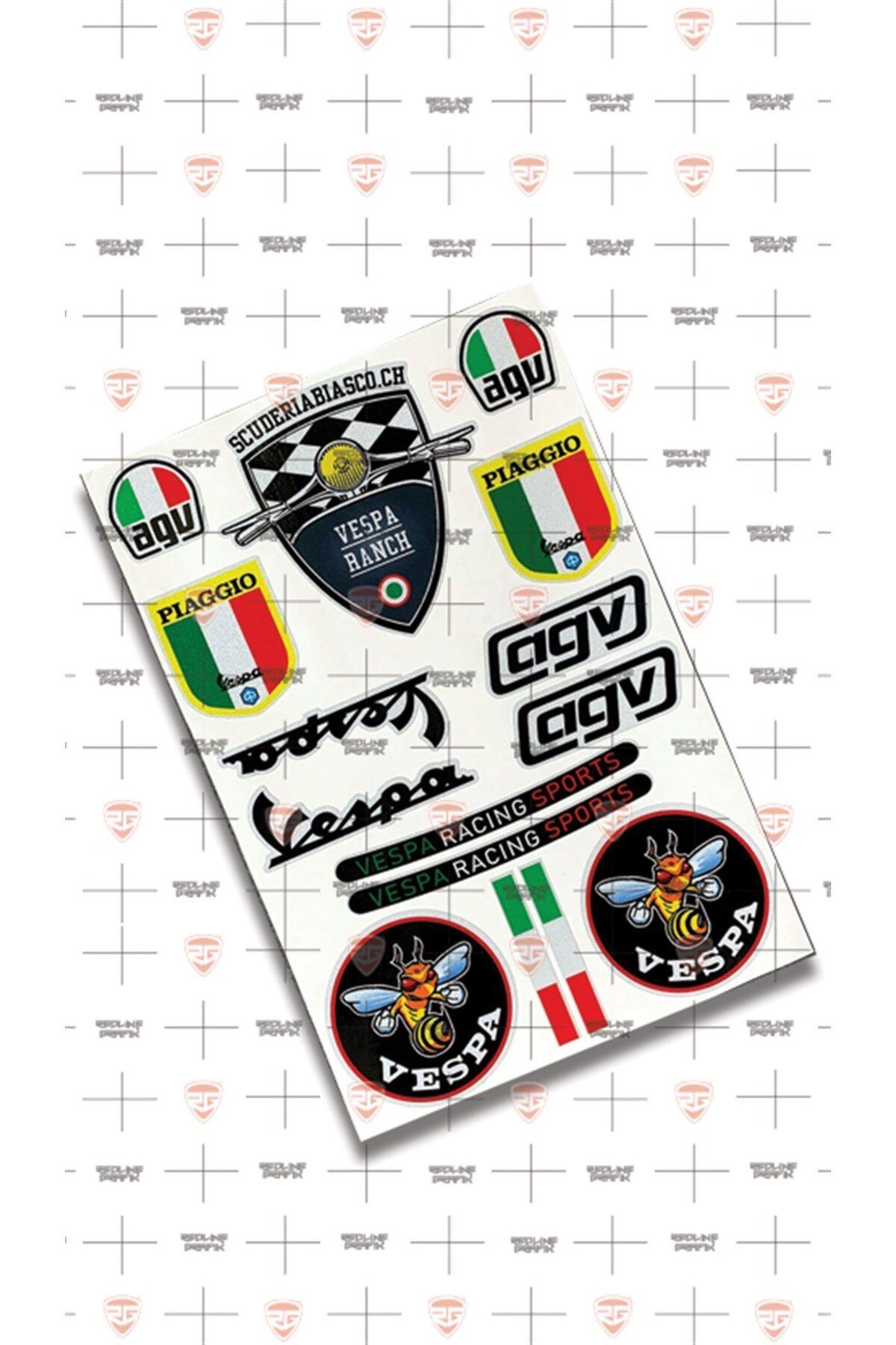 Redline Grafik Vespa Reflektif Sticker Seti