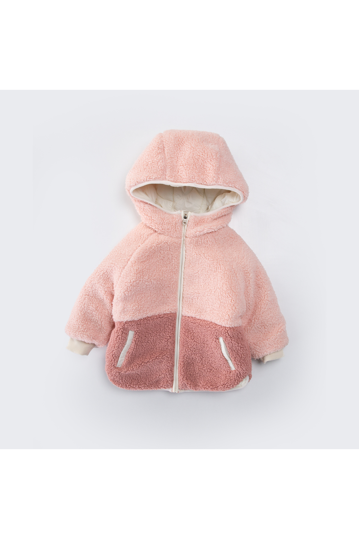 MİMBOKİDS Kız Çocukları İçin Çift Taraflı Şapkalı Kışlık Mont fotoğrafı 2 (önizleme)