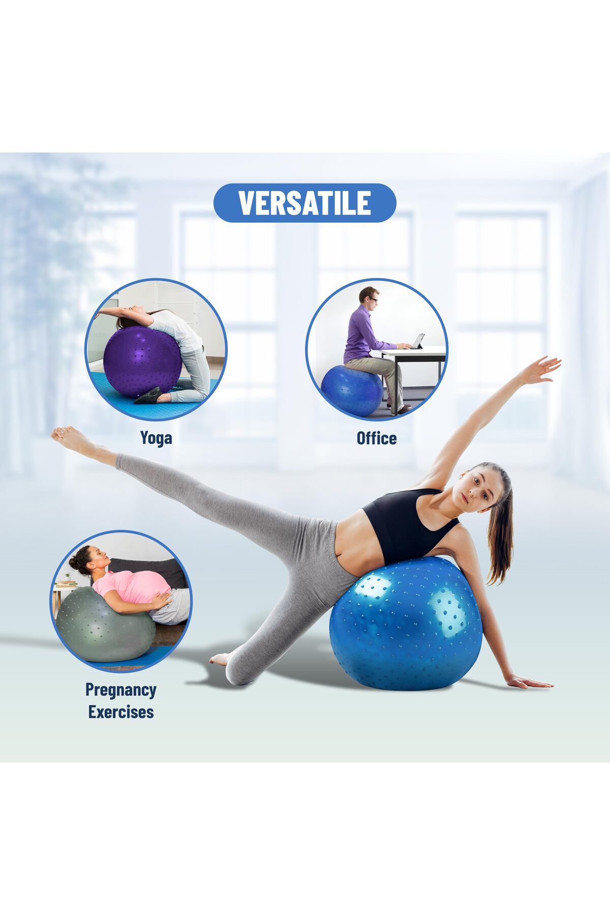 Endless-65 cm Thick Yoga Ball | Assorted | Material: PVC | Gym Exercise Ball, Anti-Burst Yoga Ball 2