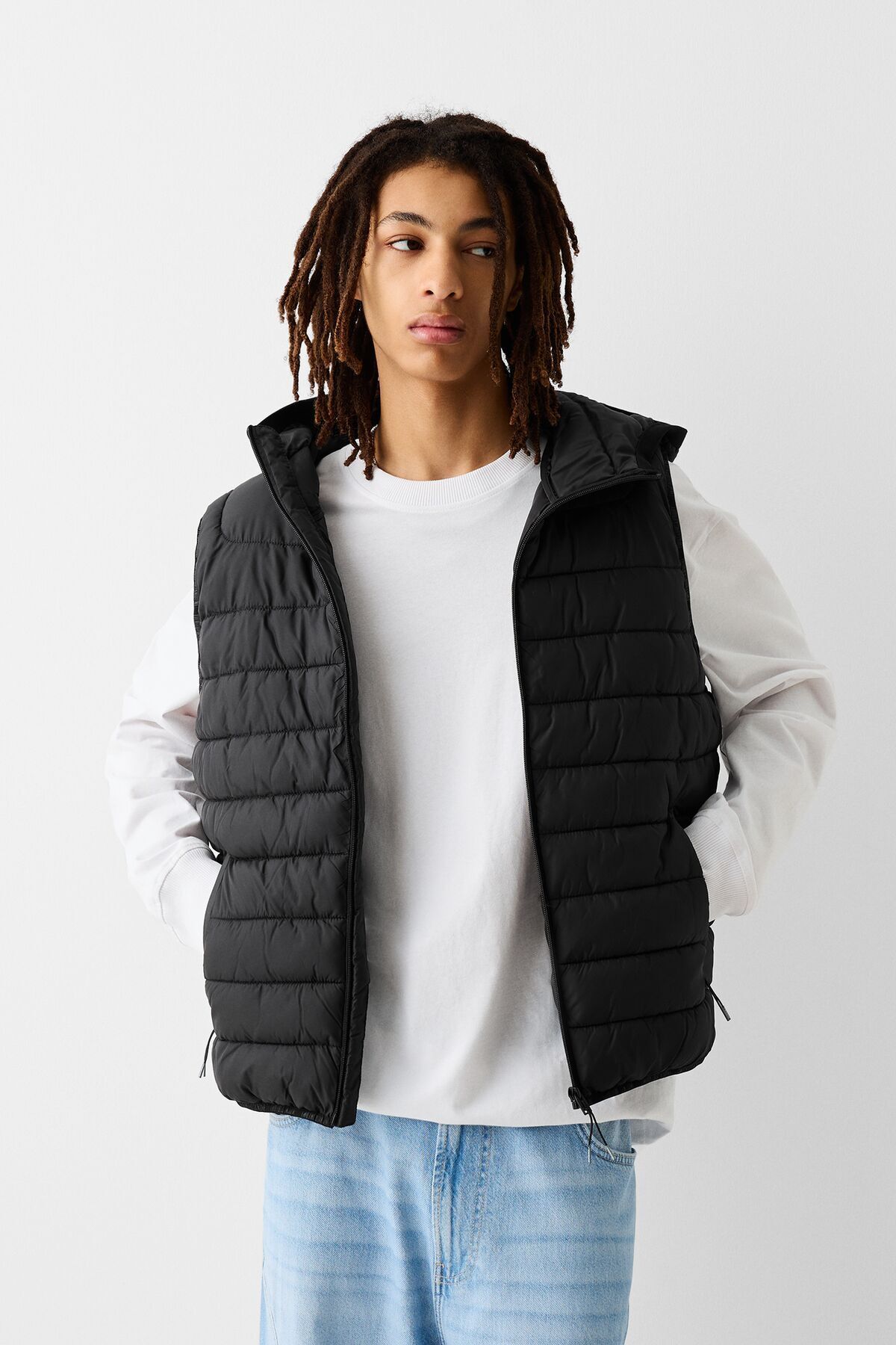 Bershka-Lightweight puffer gilet with hood 1