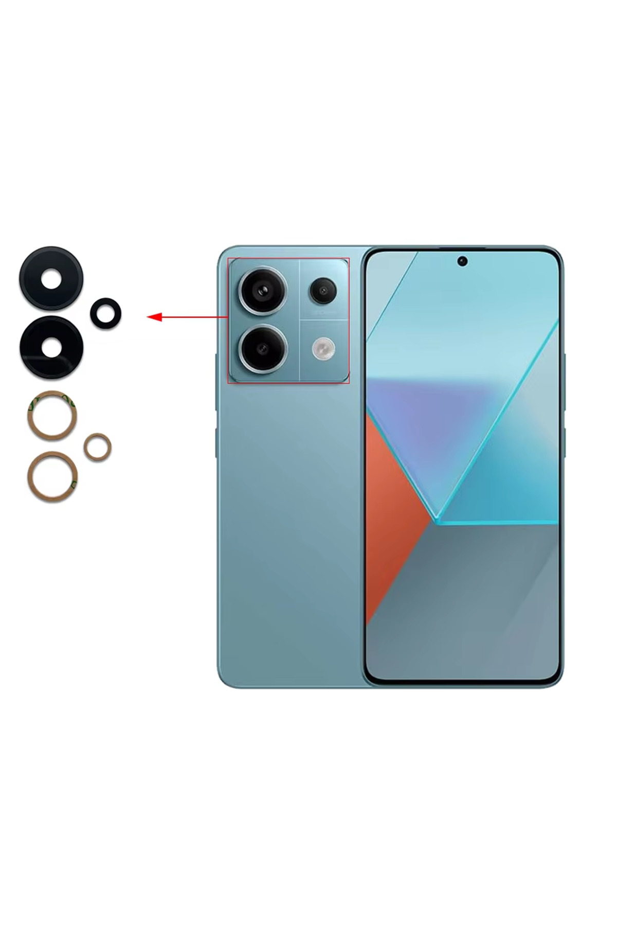 Kit Vetro Obiettivo Posteriore Per Xiaomi Redmi Note 13 Pro 4G – 2 Pezzi, Con Adesivi E Strumenti Di Riparazione