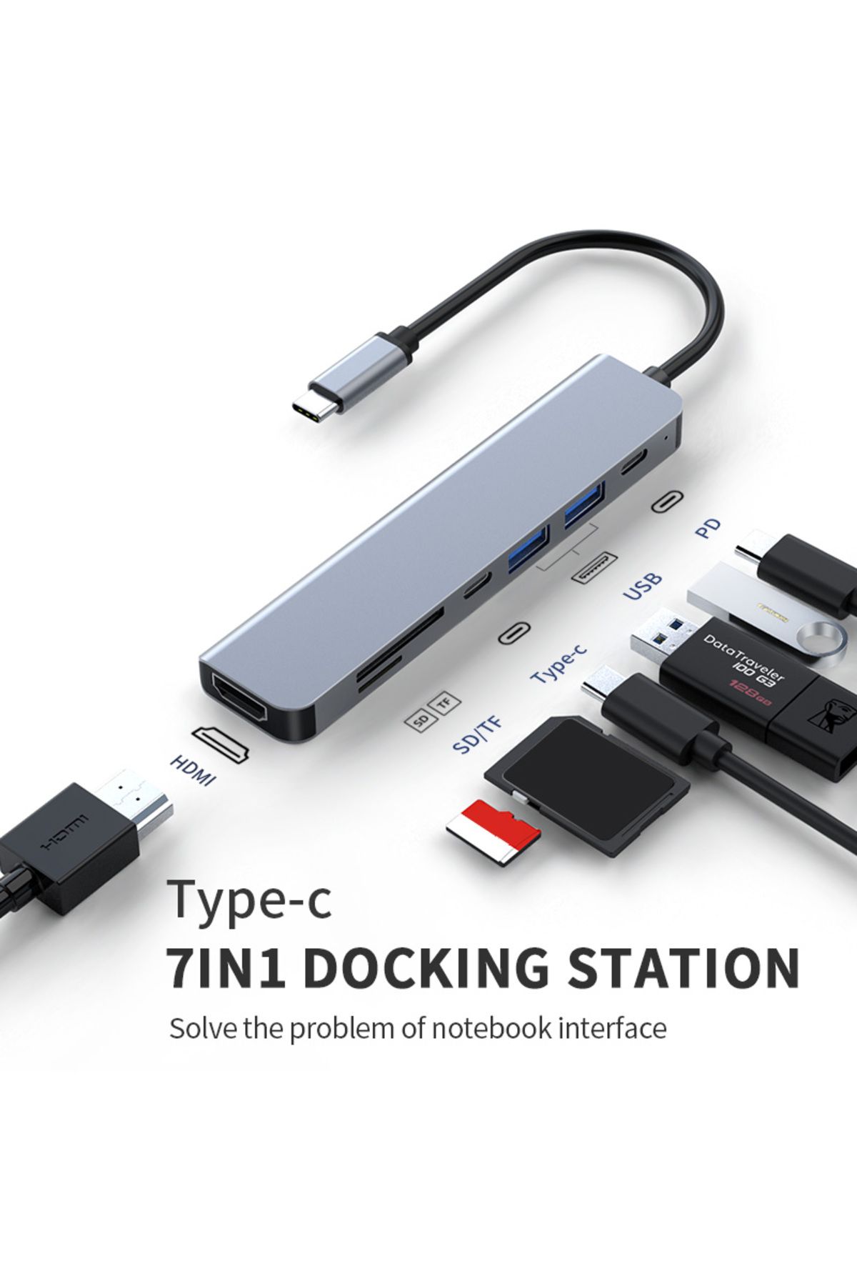 Choice-Type C Multifunction Docking Station 7 in 1 Extension Dock with 4K30Hz HDMI USB C Hub Compatible ... 1