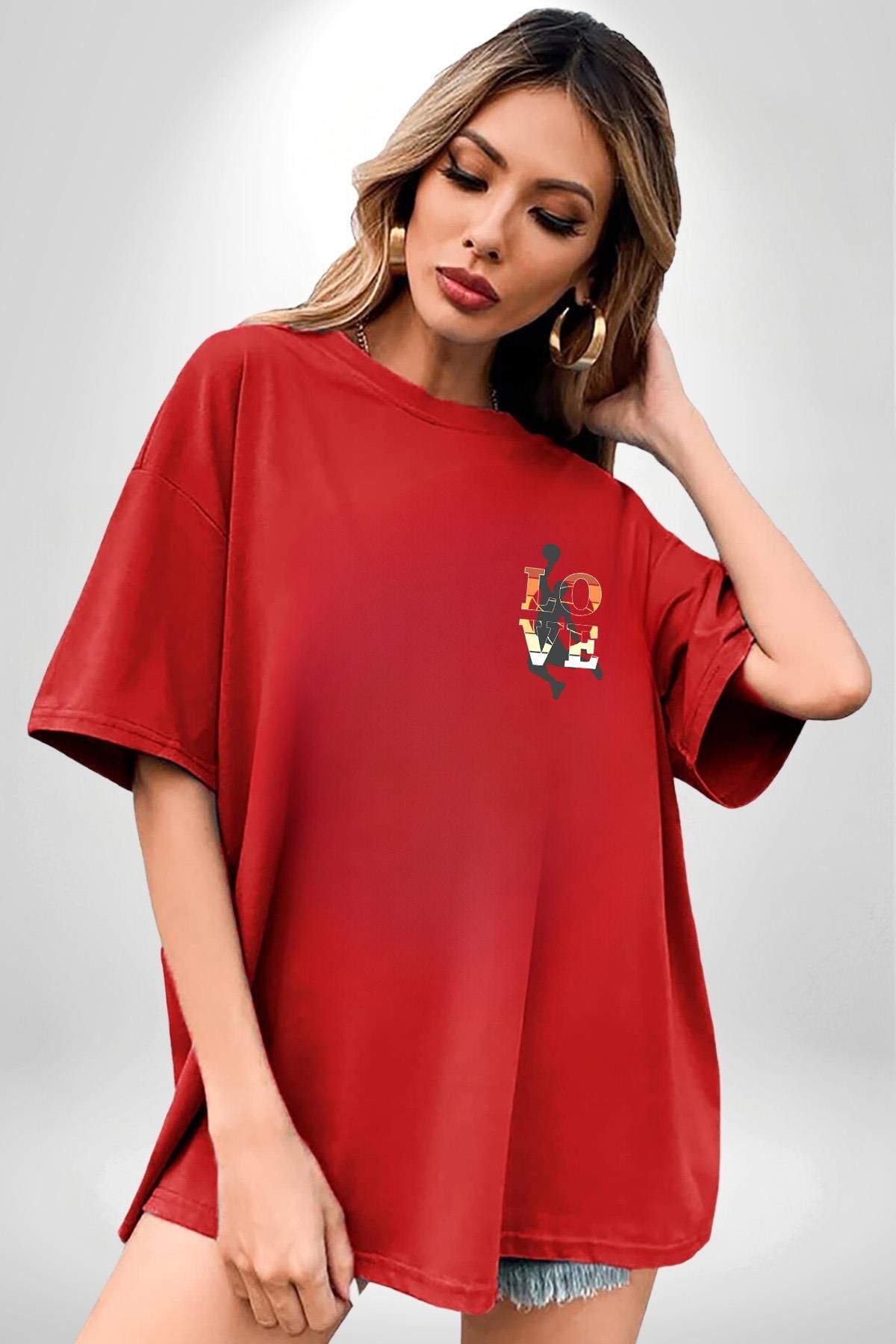 Angemiel-Basketball Dream Shake Rockets Red Oversize T-Shirt for Men and Women - Front and Back Printed 5