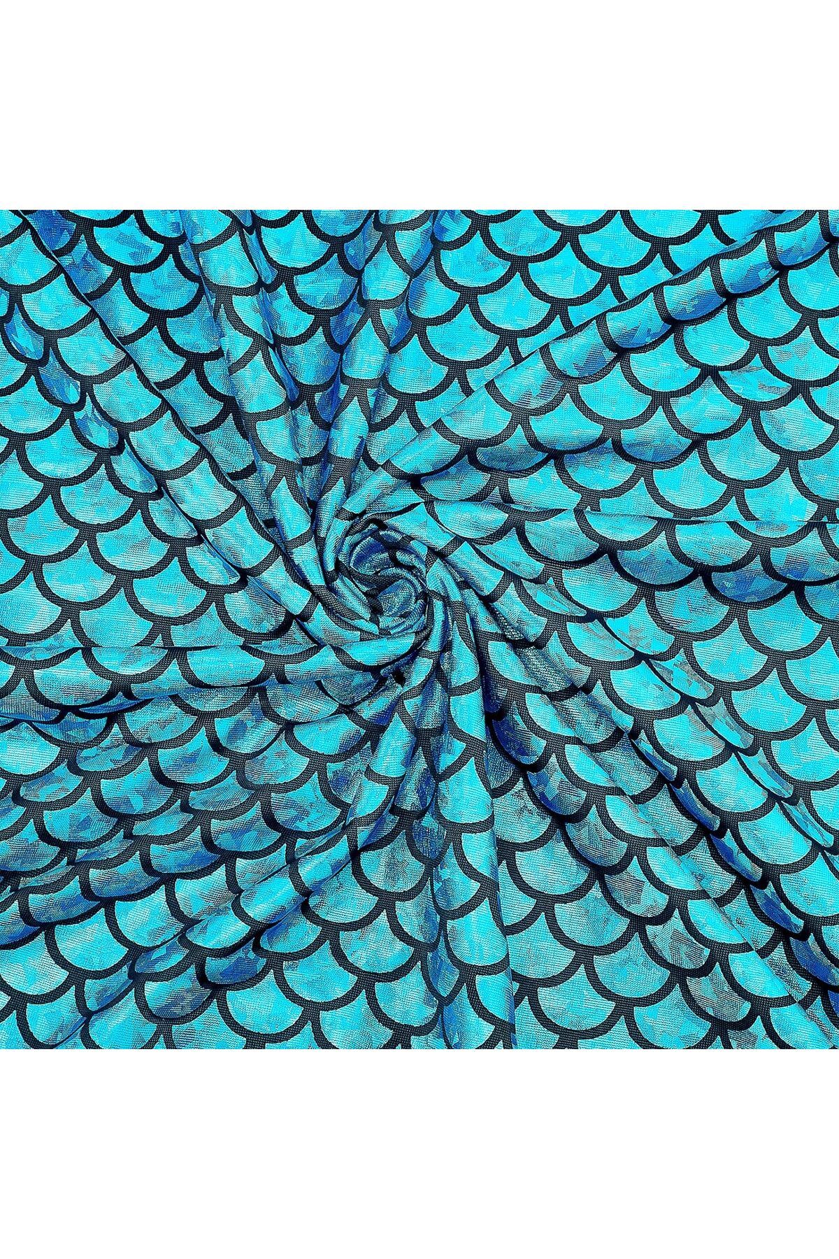 Choice-Mermaid Scales Fabric 39.4x59inch Dark Cyan Hologram 2 Way Stretch Fish Scale Fabric Sparkly Span... 3