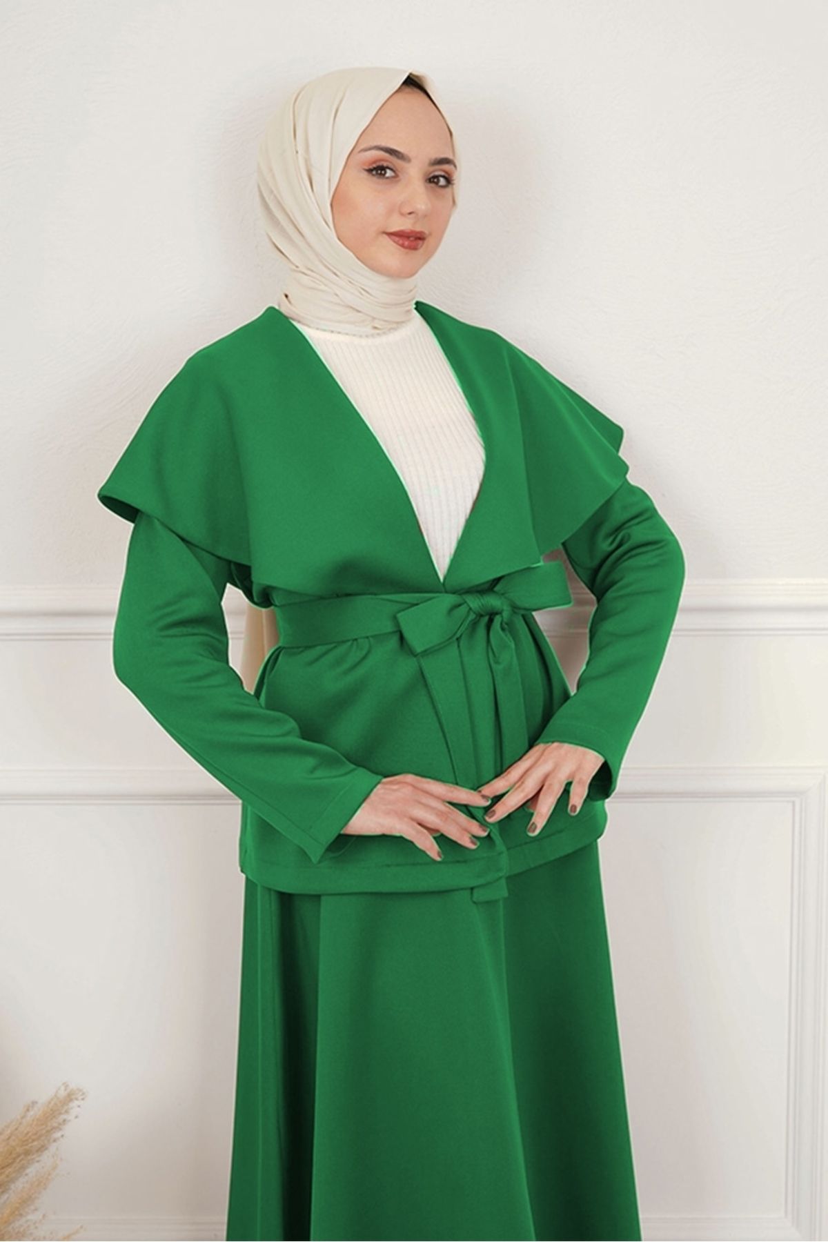 Bestenur-İlter Skirt Suit 767 - Green 2