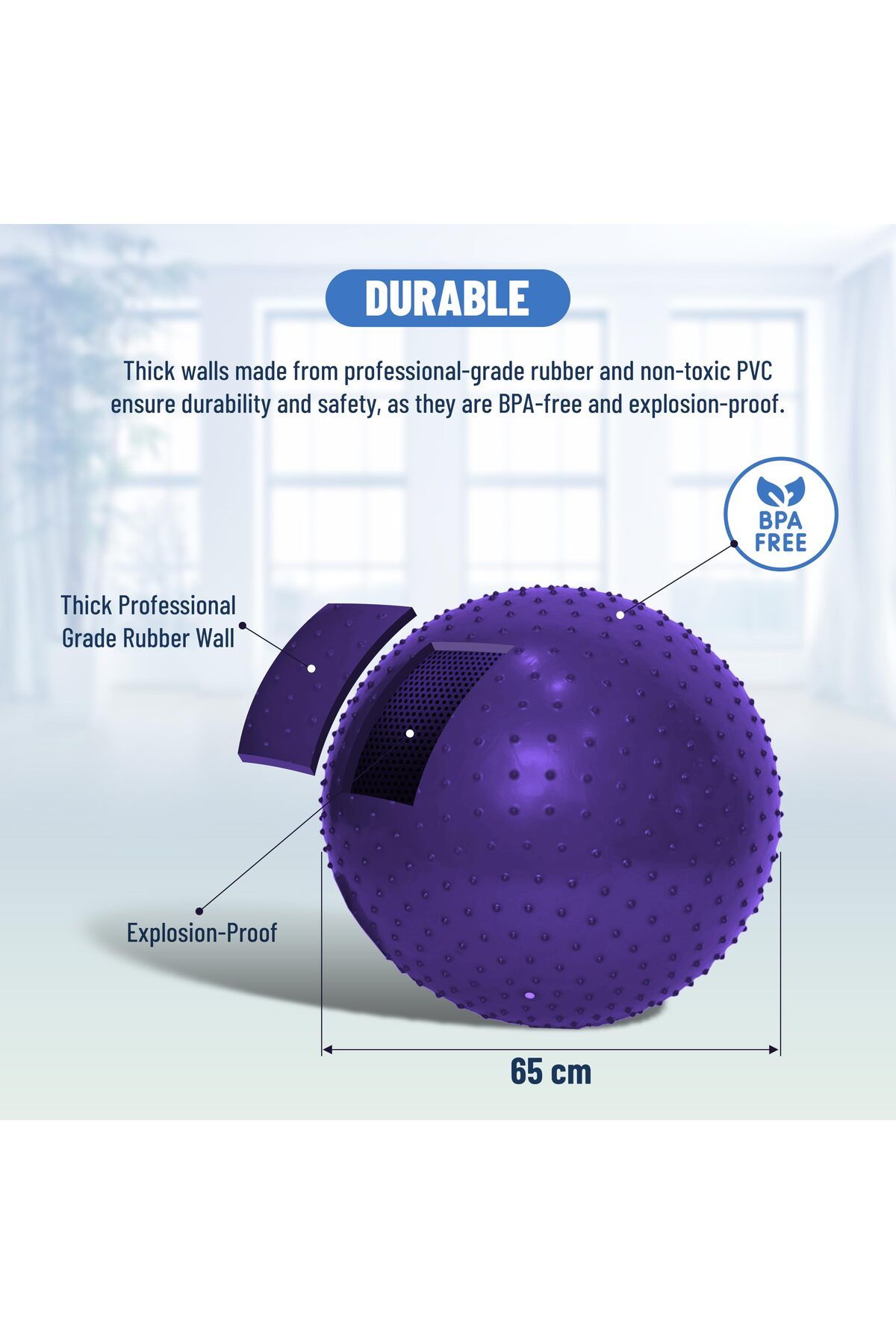 Endless-65 cm Thick Yoga Ball | Assorted | Material: PVC | Gym Exercise Ball, Anti-Burst Yoga Ball 3