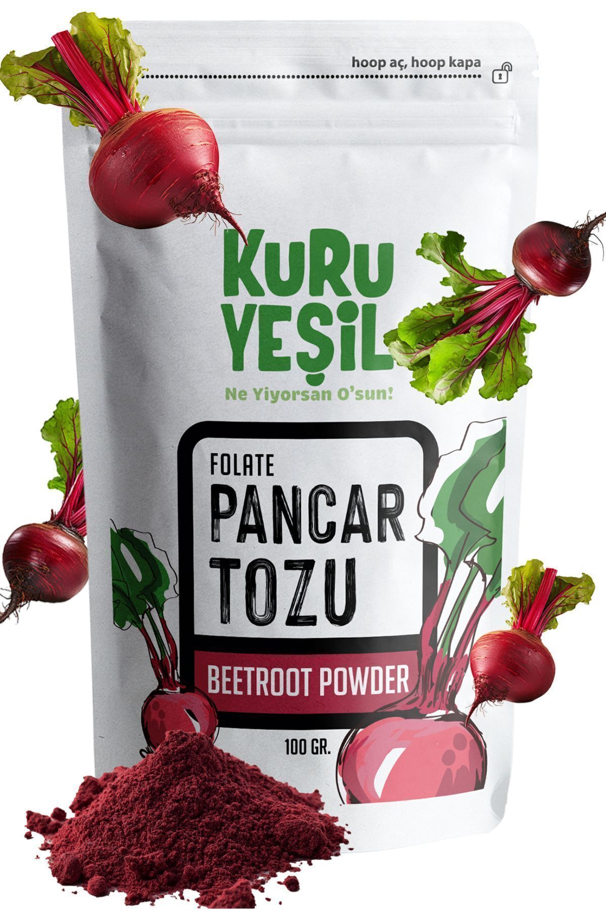 Kuru Yeşil Yerli Kırmızı Pancar Tozu , Beet Powder,pancar Kökü Tozu, 100 gr