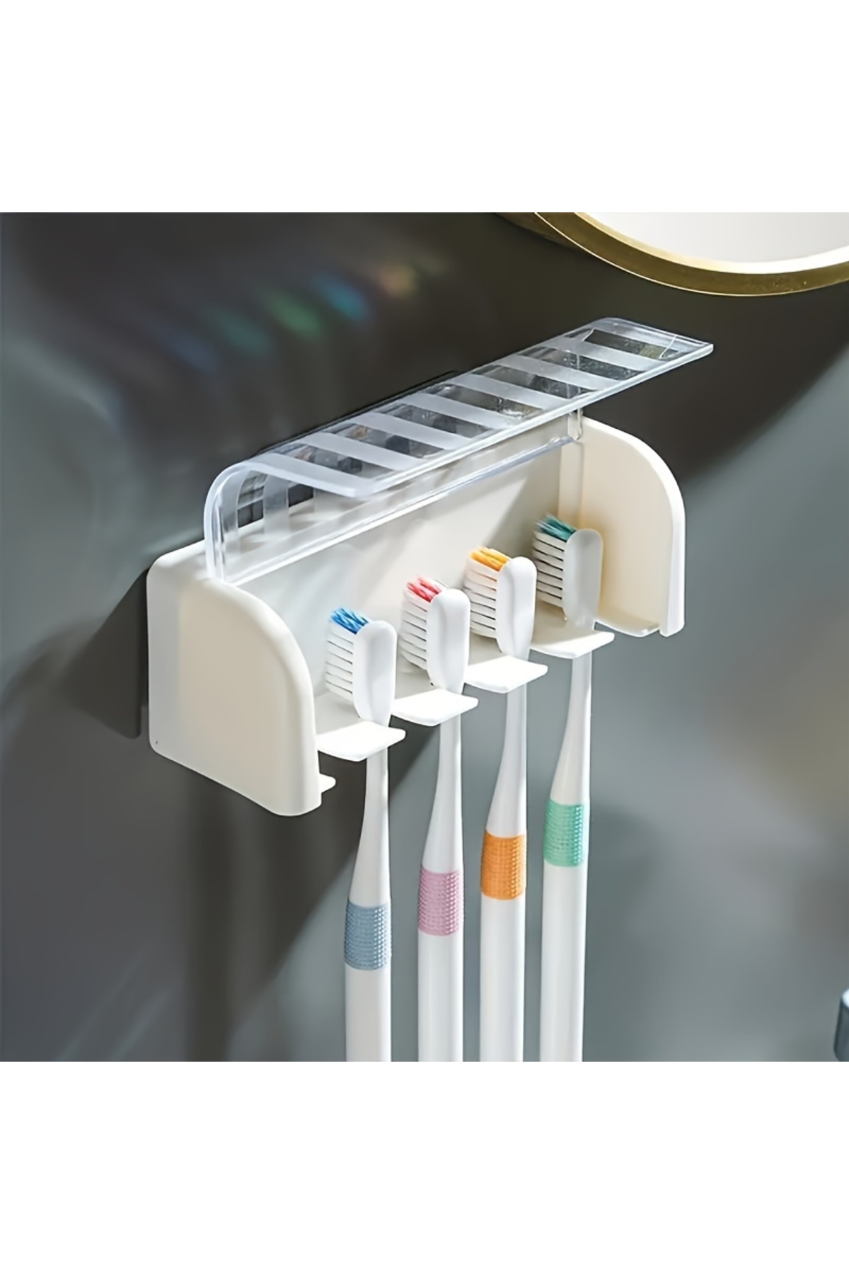 Choice WHITE 5-Slot Modern Wall-Mounted Toothbrush Holder with Hygienic Cover...