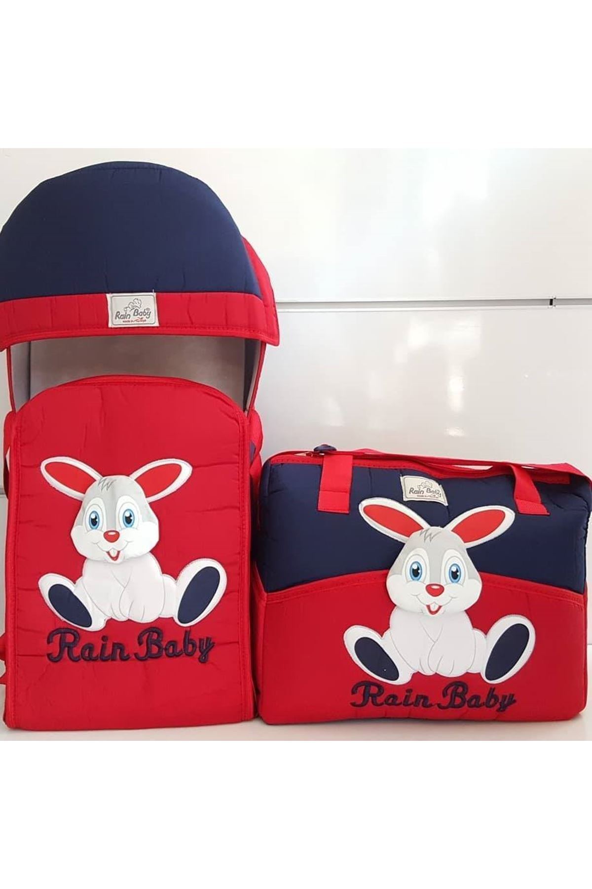 Genel Markalar Tavşan Desenli 2'li Bebek Taşıma Seti - Kırmızı fotoğrafı 2 (önizleme)