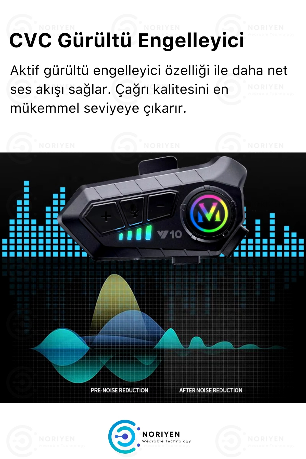 Yeni Nesil Motosiklet Kask Interkom Mikrofonlu Gürültü Engelleyici Işıklı 5.3 Y10 Bluetooth Kulaklık