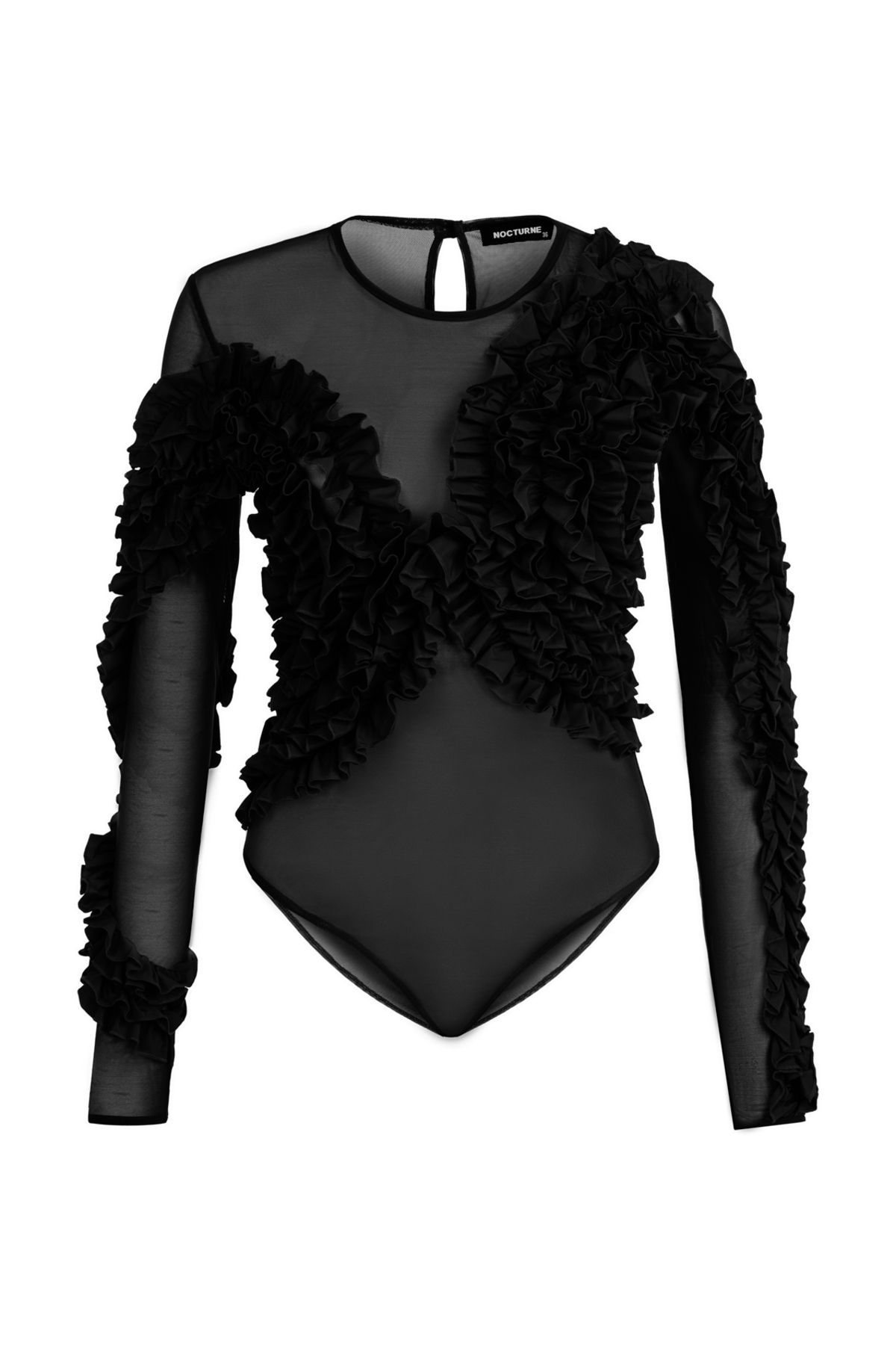 Nocturne-Ruffle Design Tulle Bodysuit 6