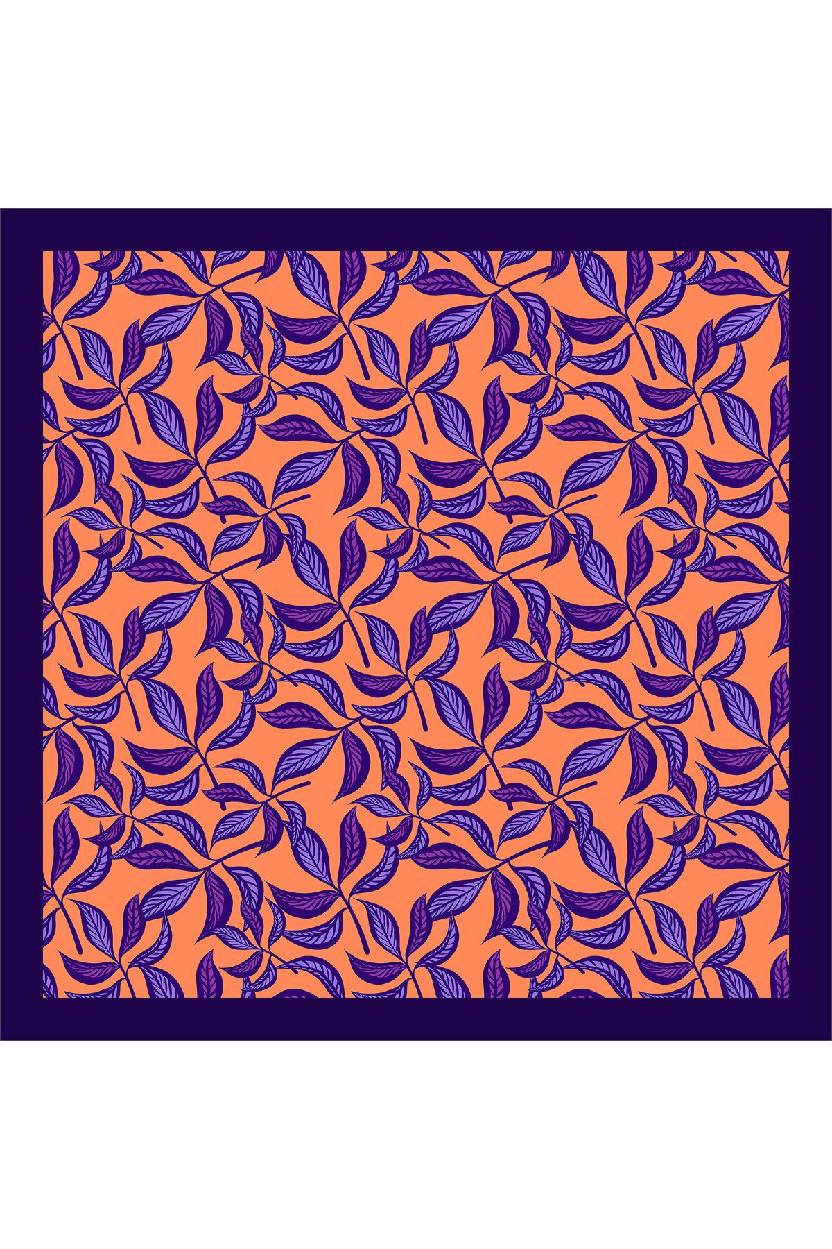 Modabutik-Dg0801_22 Model Leaf Patterned Bandana - 70X70 3