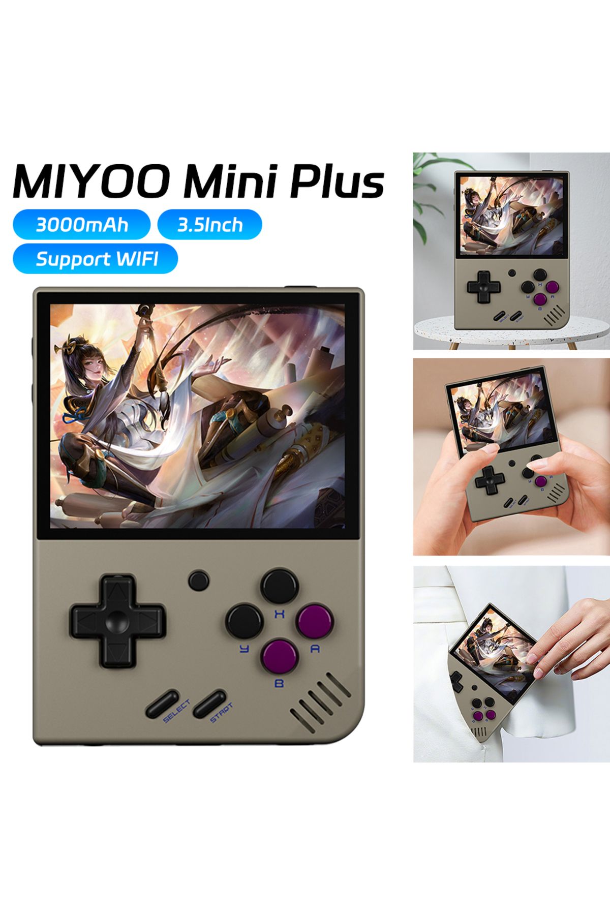 MIYOO-Mini Plus V3 Retro Handheld Game Console 3.5Inch IPS HD Screen 3000mAh WiFi 8000Games Linux... 3