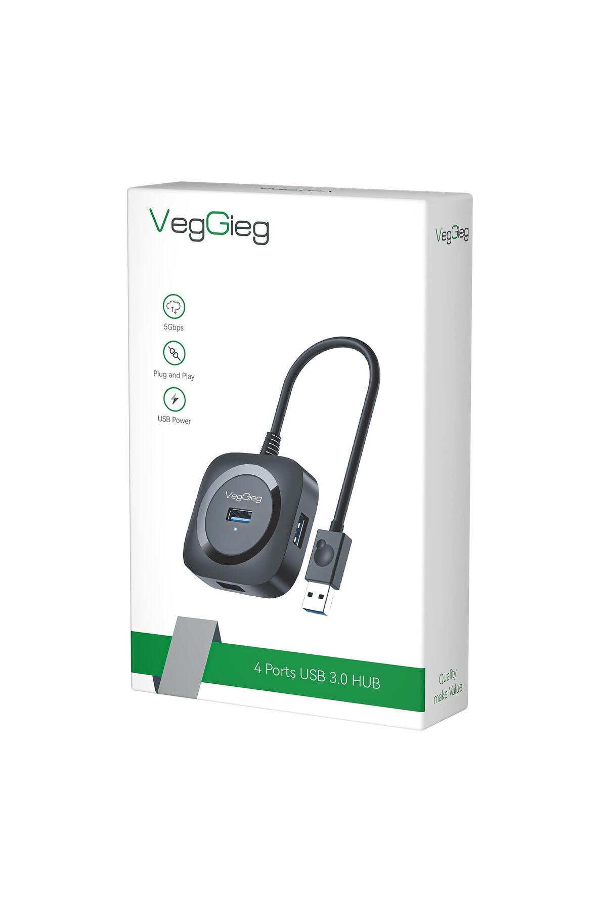 Veggieg 4 Port Usb 3.0 Çoklayıcı Hub Siyah