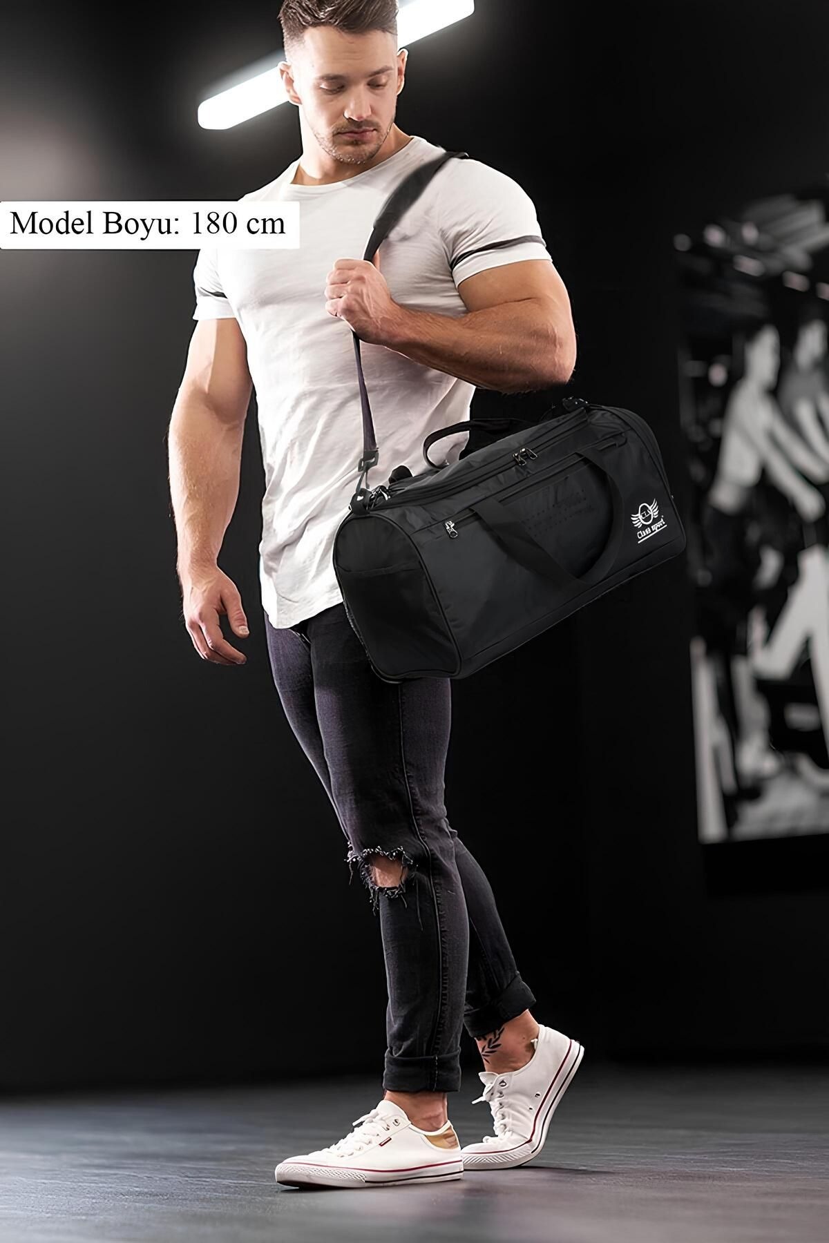 AVCA  Unisex Önü cepli Uzun Askılı Ayakkabı Bölmeli Geniş Hacimli Gym Fitness Spor Çantası Kabin Boy - Görsel 2