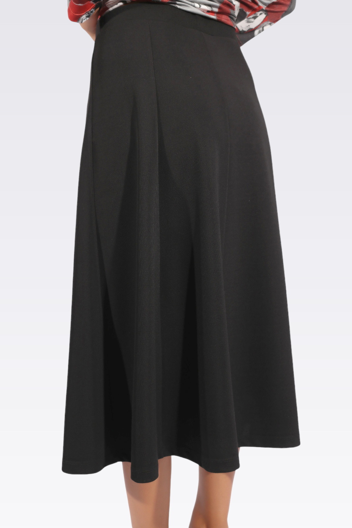 TOLGA SARAÇOĞLU-20010 Black Elastic Waisted Midi Size Knitted Skirt 3